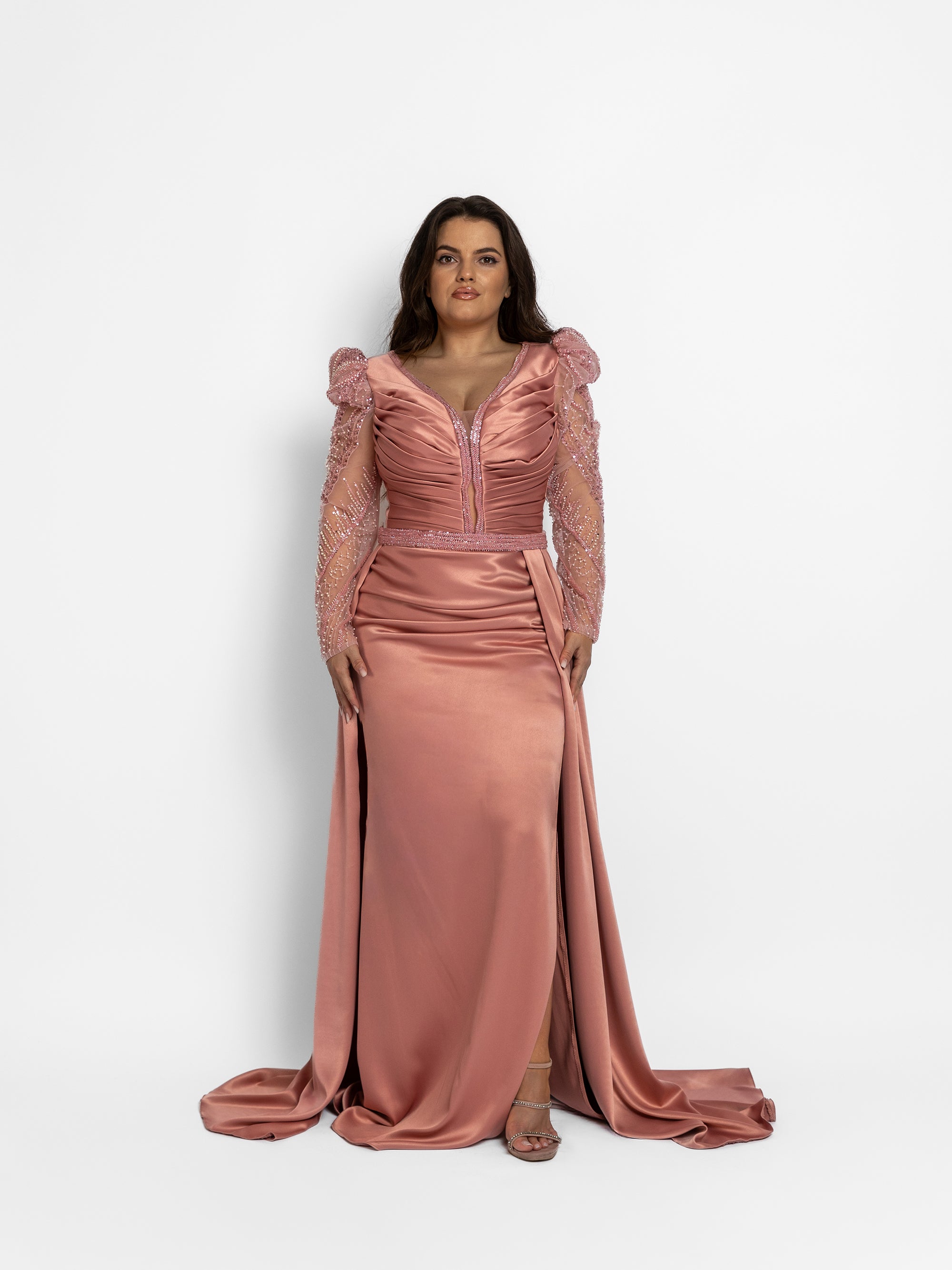 Rochie Lunga cu Trena "Aelya", Roz