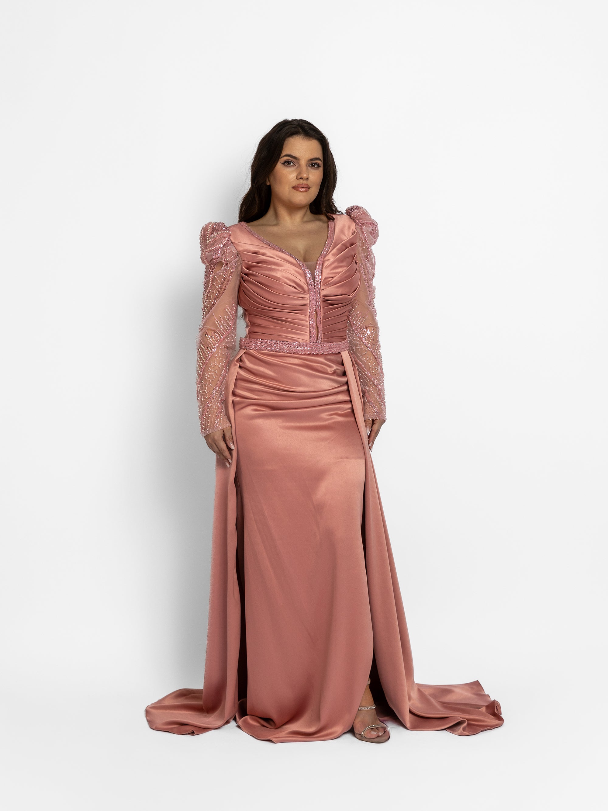 Rochie Lunga cu Trena "Aelya", Roz