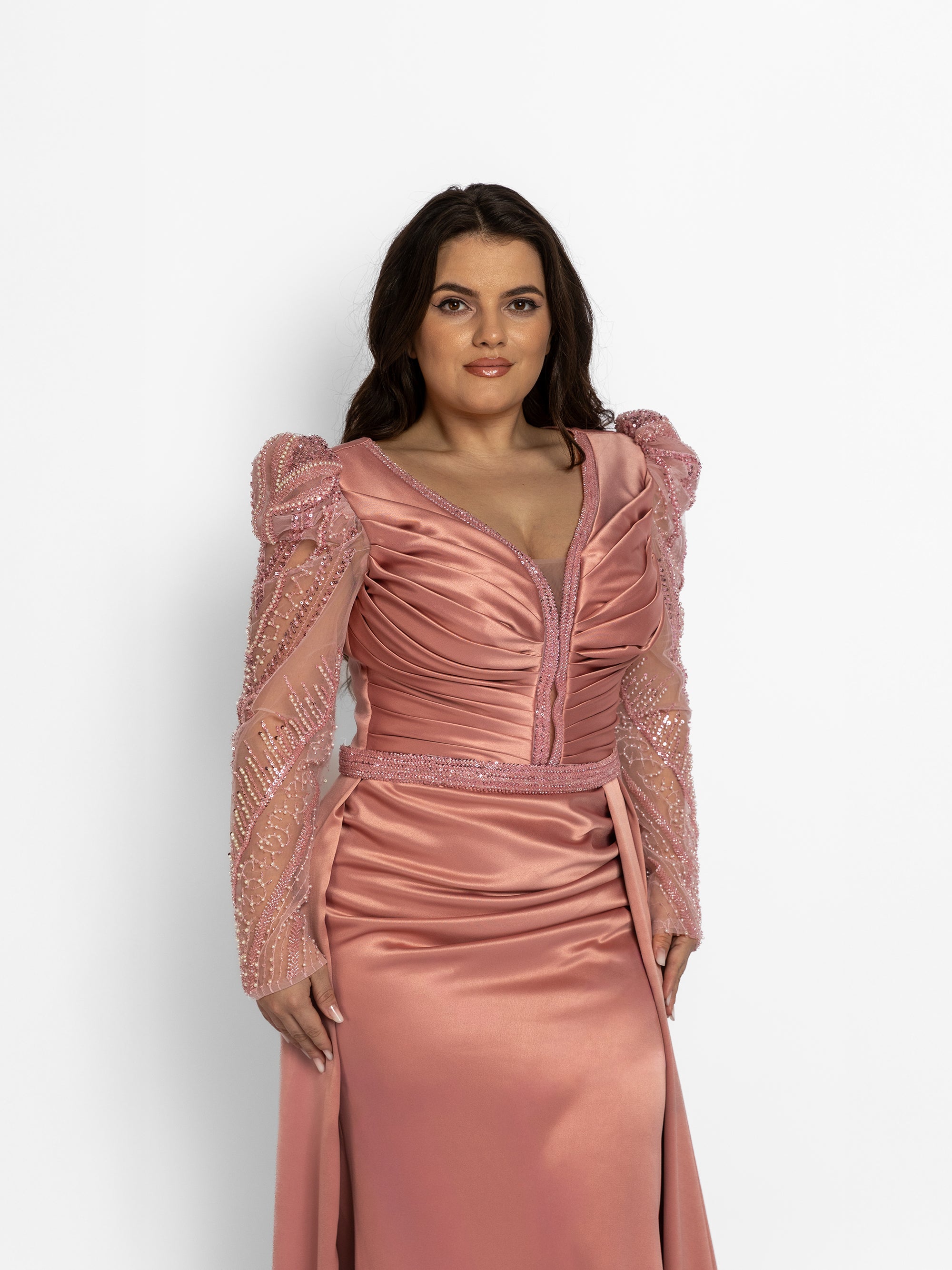 Rochie Lunga cu Trena "Aelya", Roz