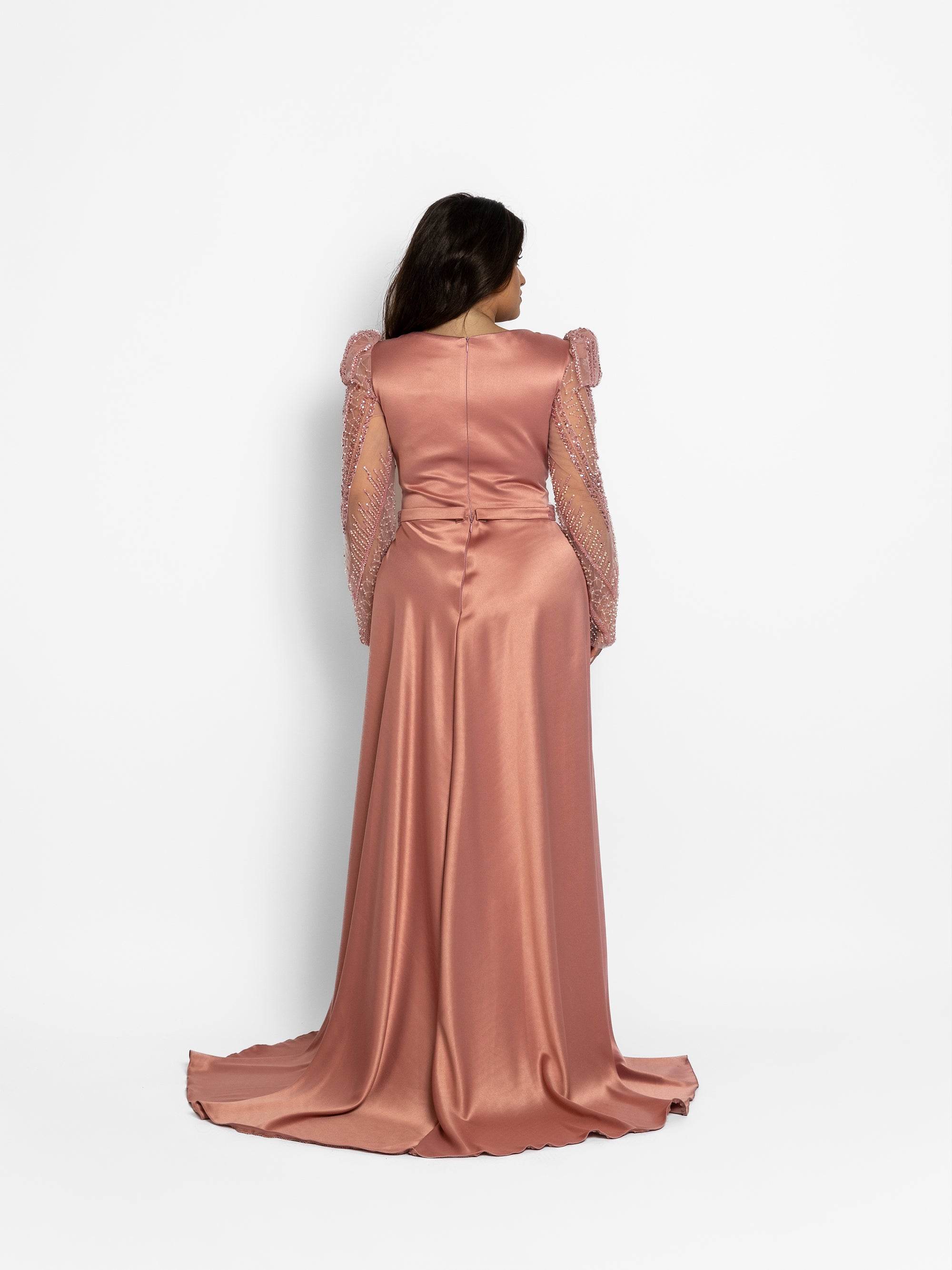 Rochie Lunga cu Trena "Aelya", Roz