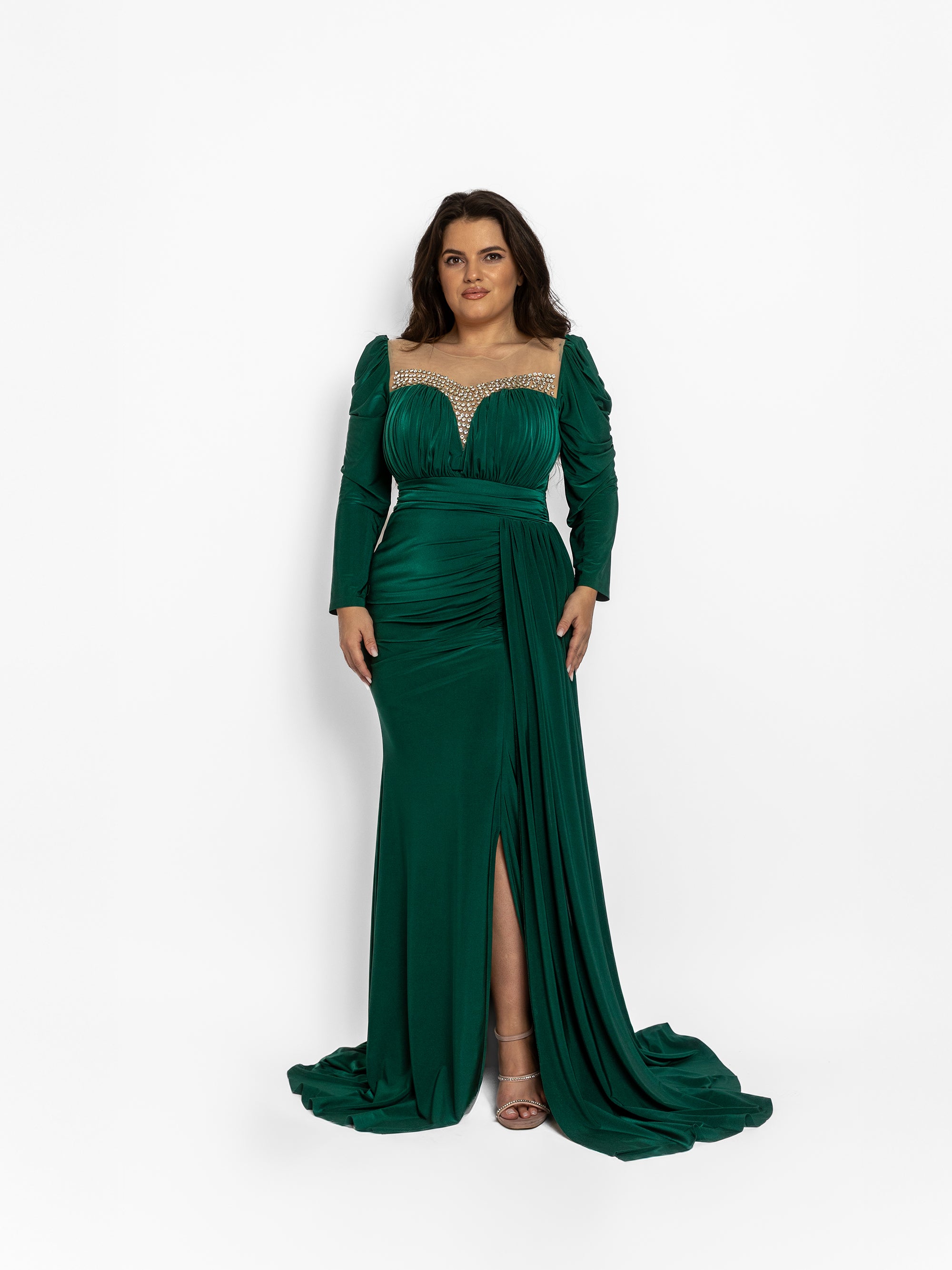 Rochie Lunga cu Trena "Ayda", Verde