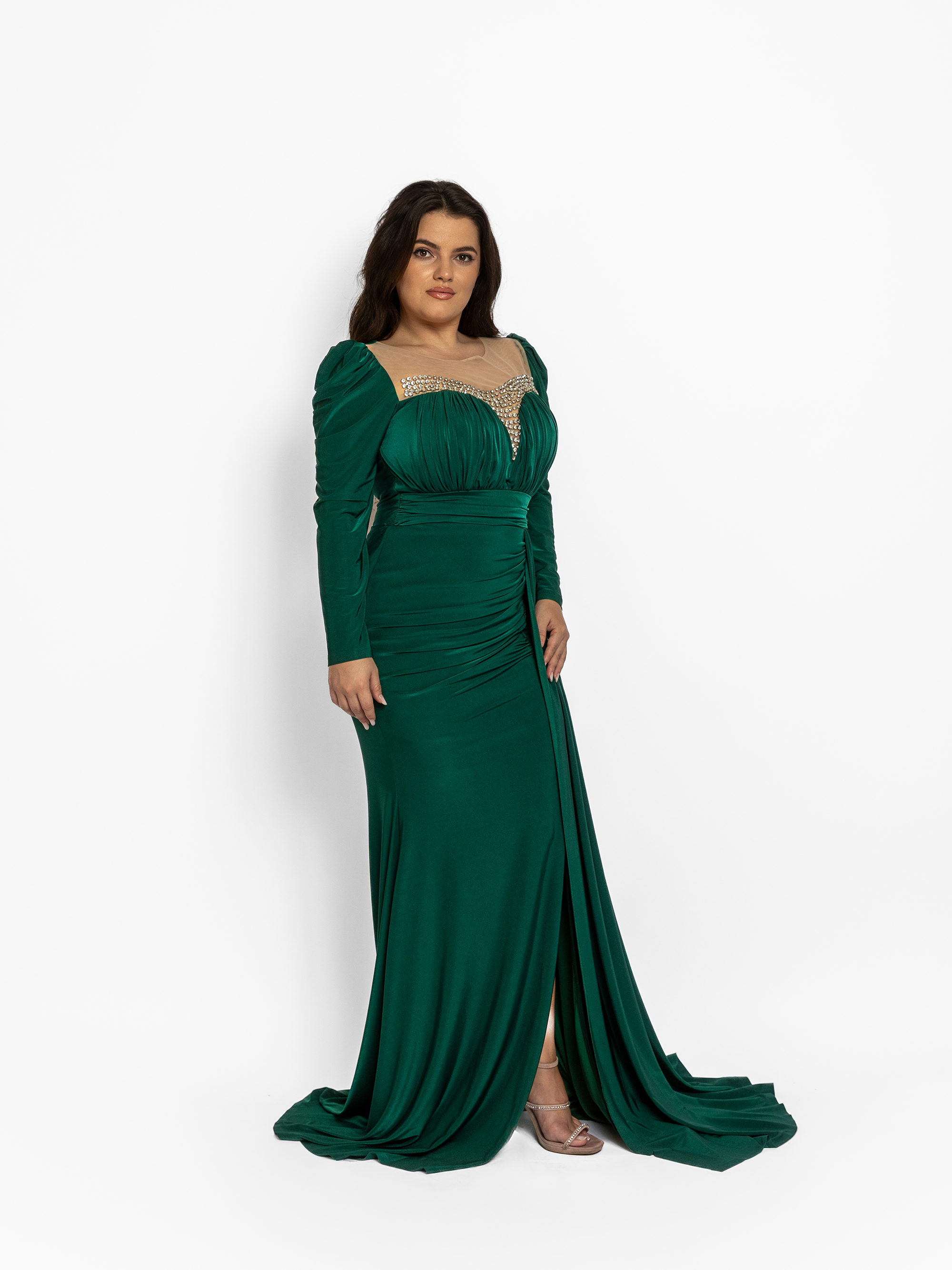 Rochie Lunga cu Trena "Ayda", Verde