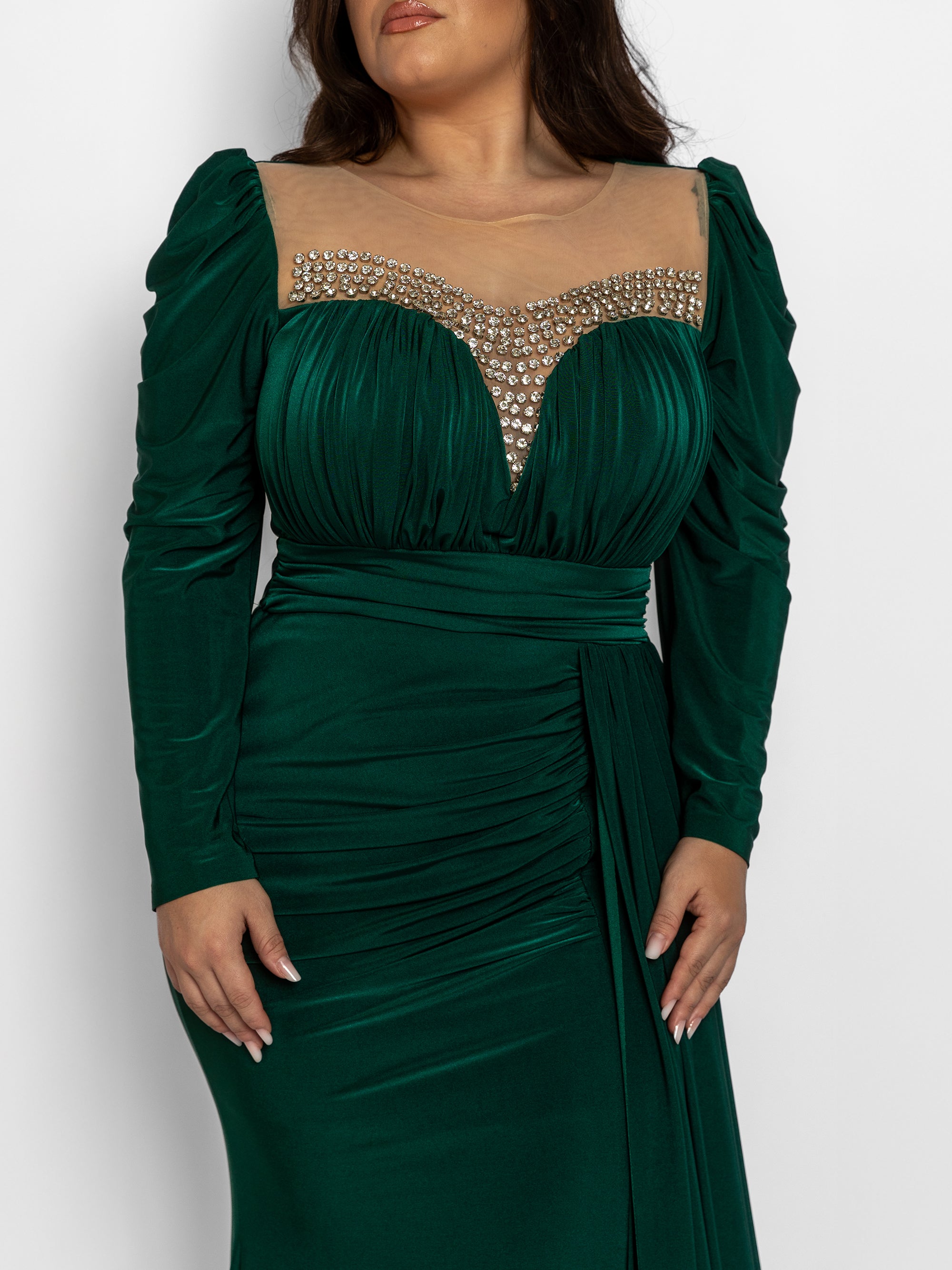 Rochie Lunga cu Trena "Ayda", Verde