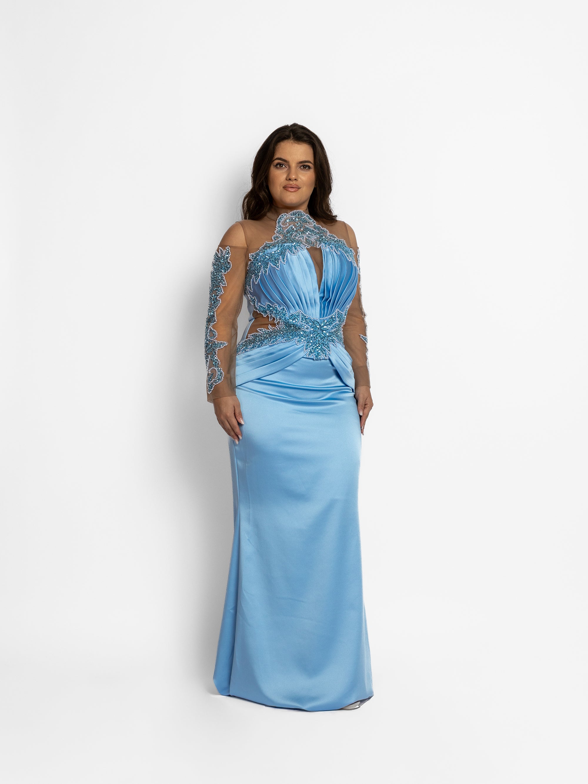 Rochie Lunga "Azira", Albastru Deschis