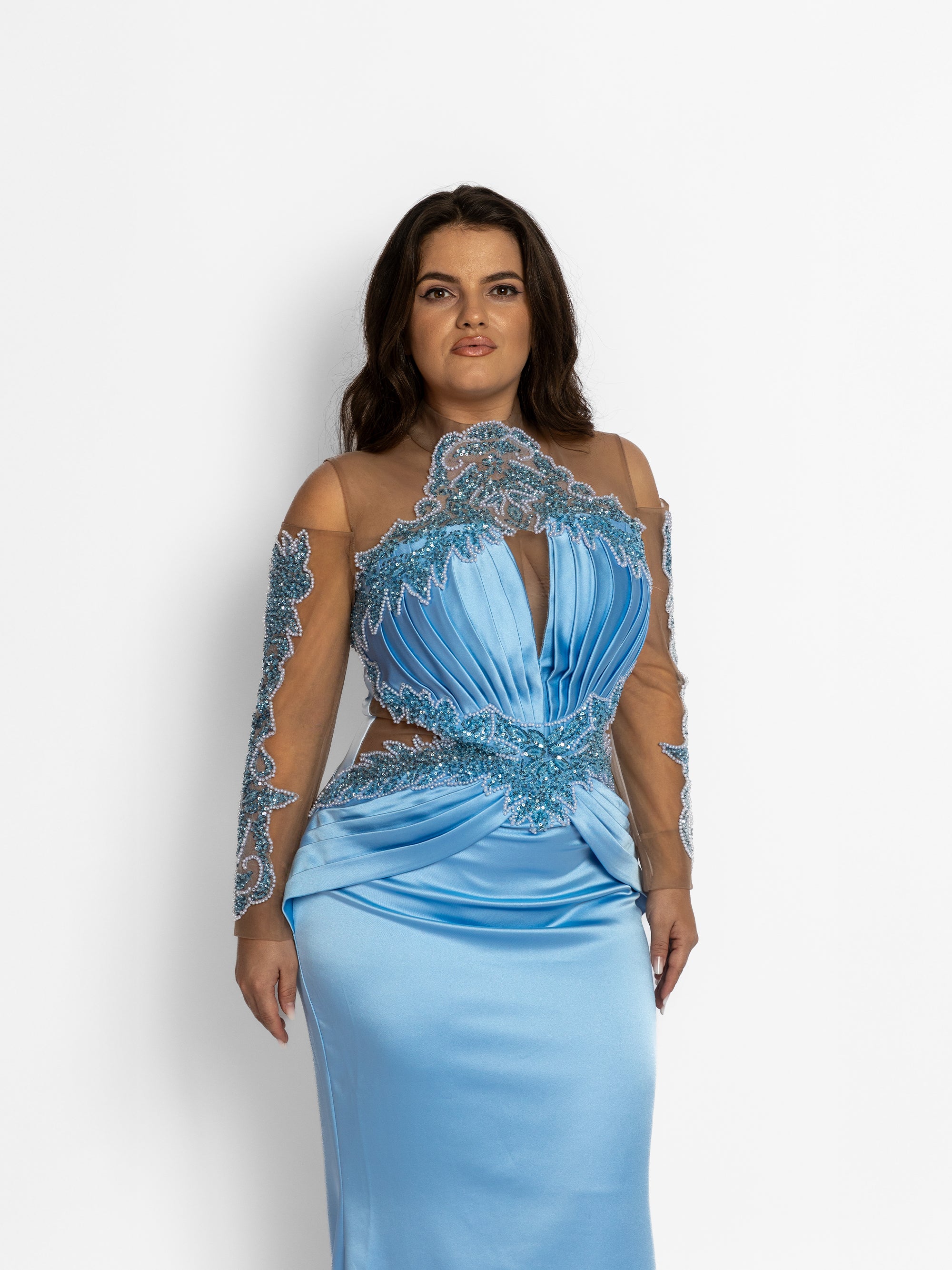 Rochie Lunga "Azira", Albastru Deschis