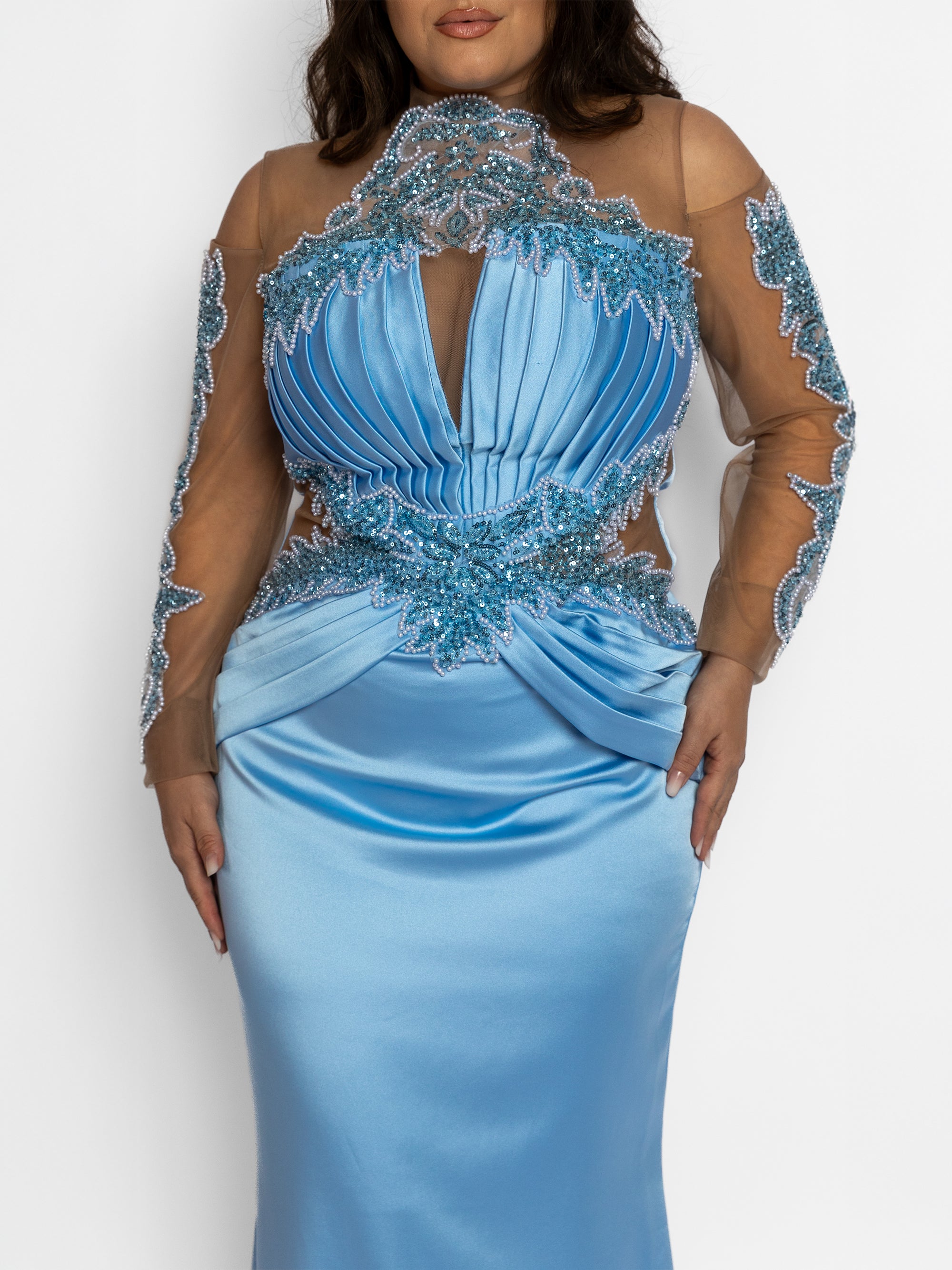 Rochie Lunga "Azira", Albastru Deschis