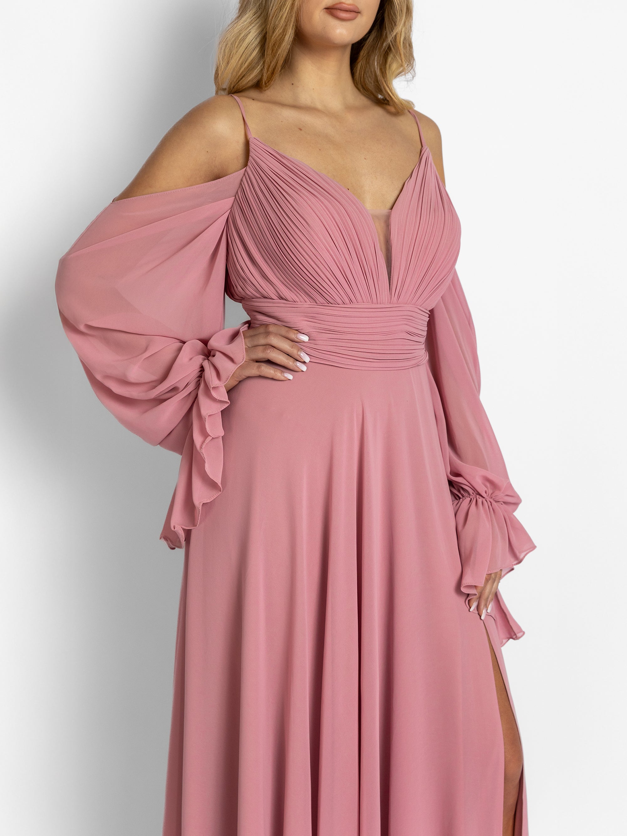 Rochie Lunga "Agnes" Roz