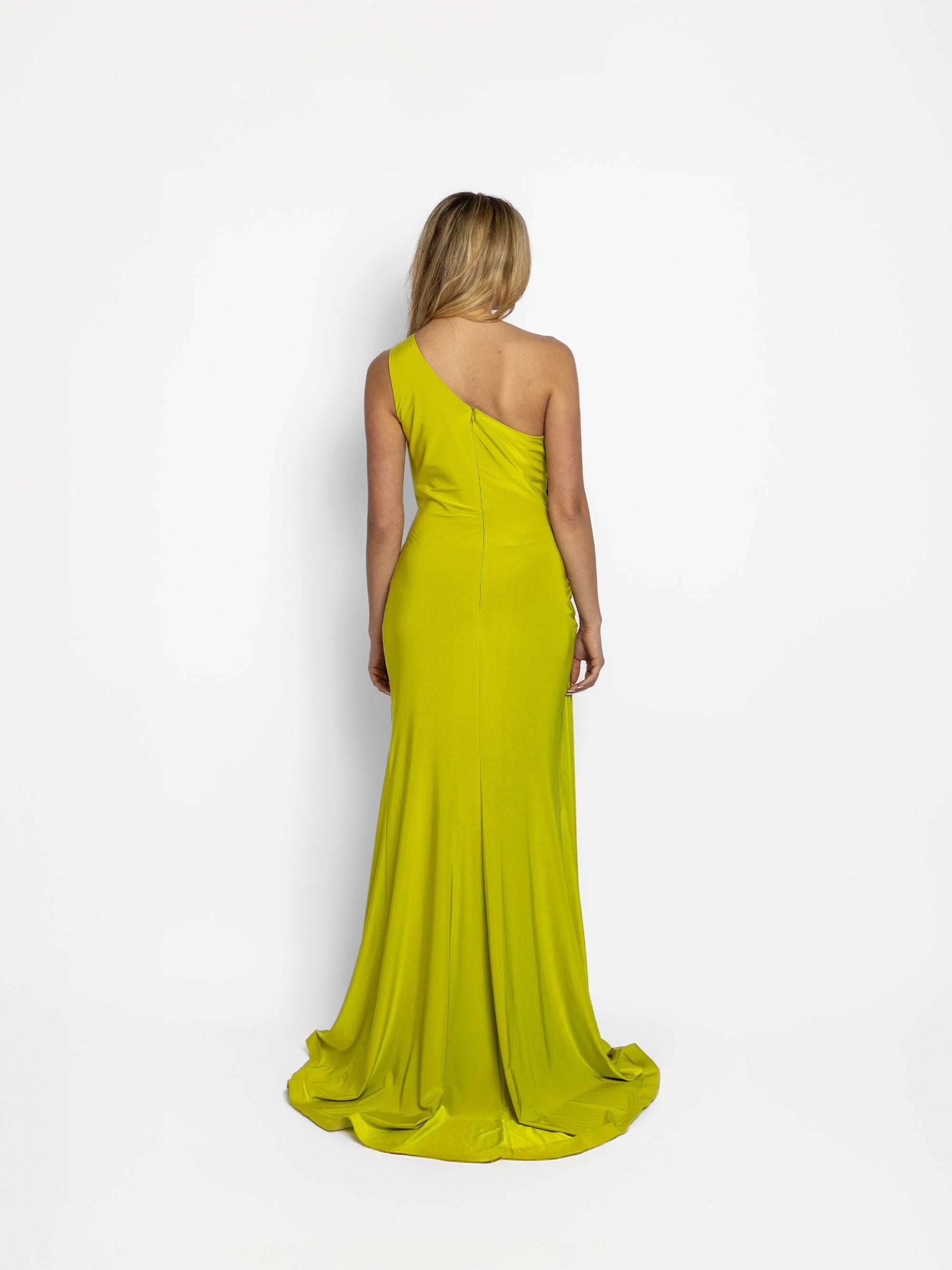 Rochie cu Trena Laterala "Graciella", Verde Fistic