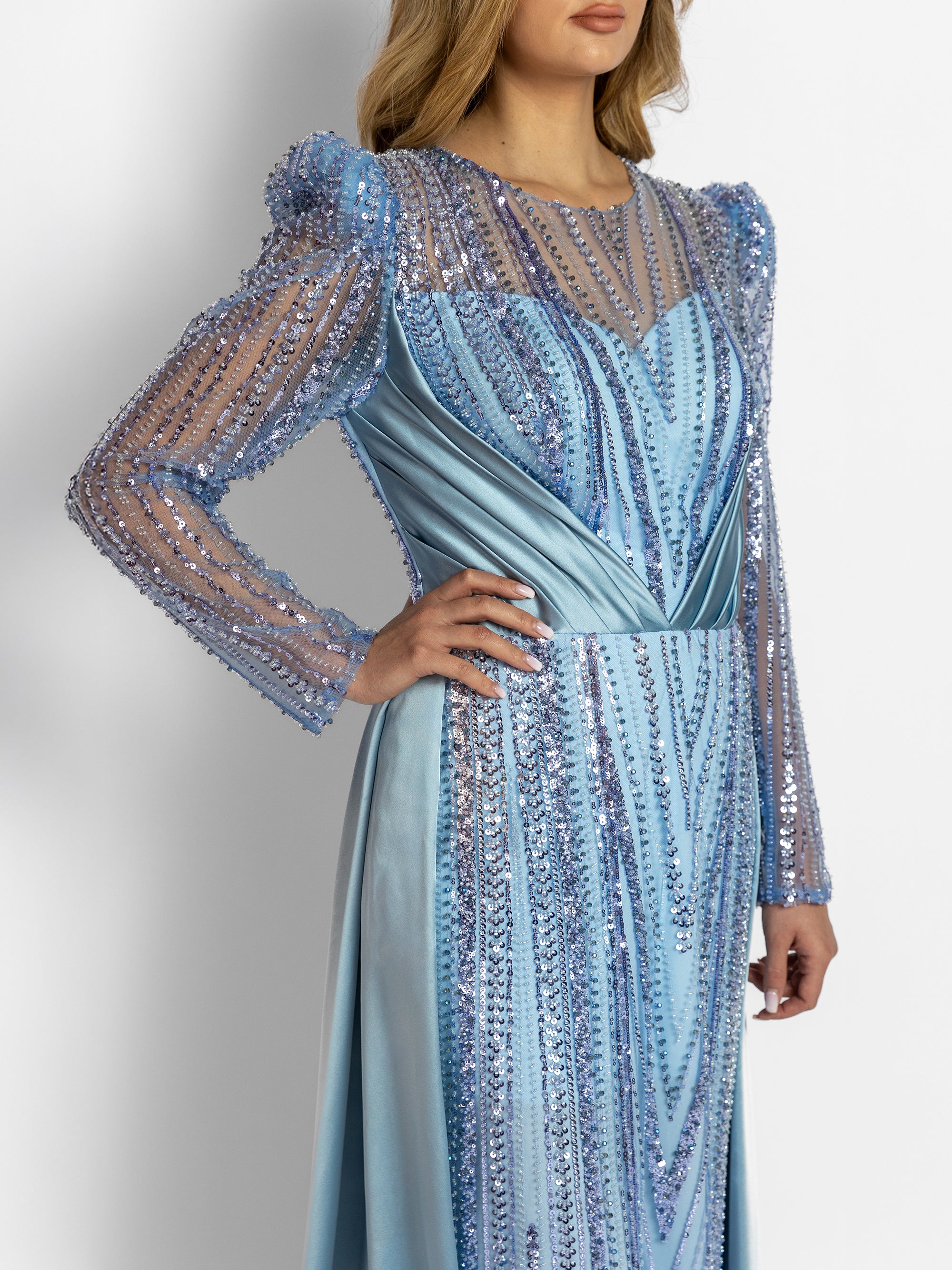 Rochie cu Trena "Andalucia", Albastra