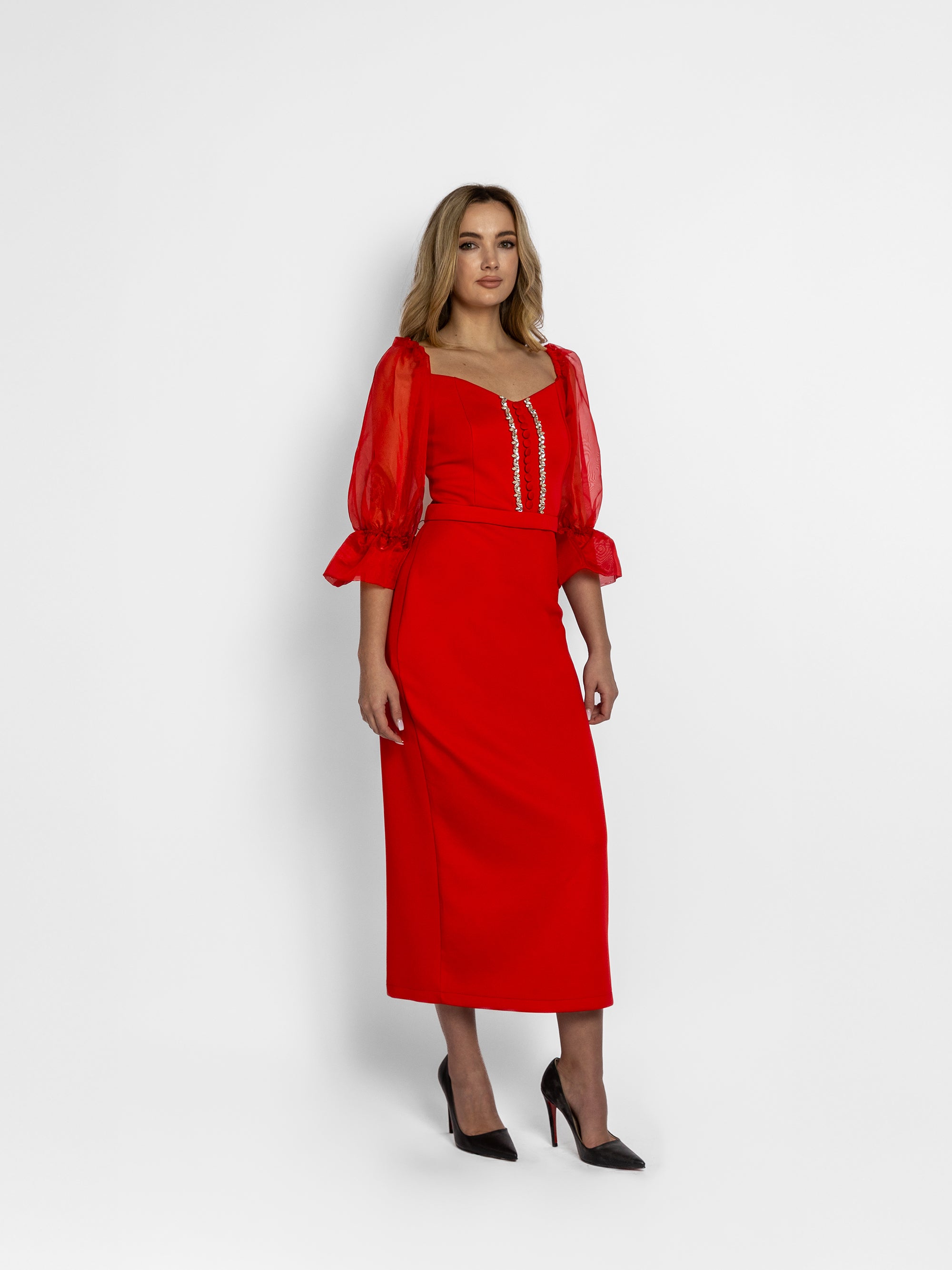 Rochie Lunga din Tafta "Betty", Rosie