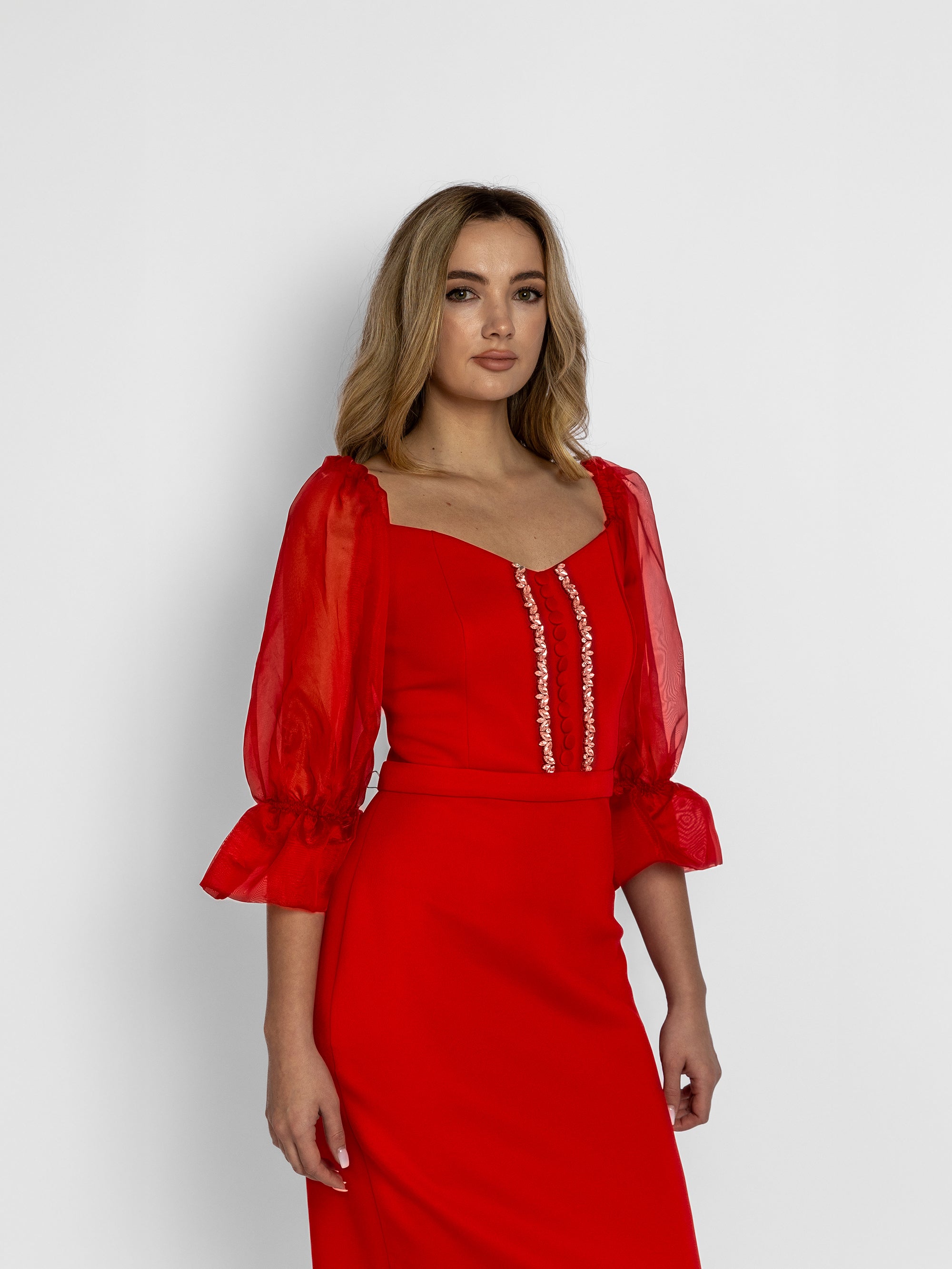 Rochie Lunga din Tafta "Betty", Rosie