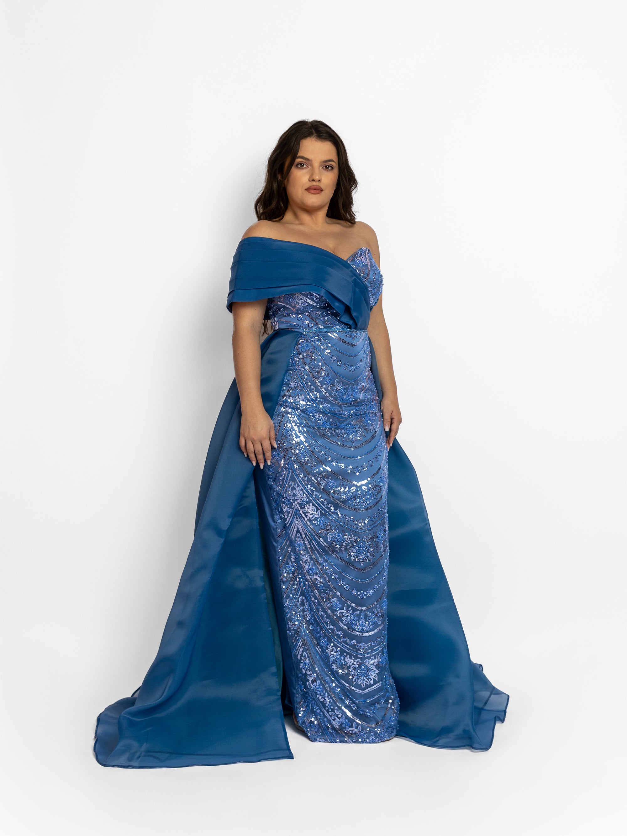 Rochie Lunga "Valentina", Albastru Petrol