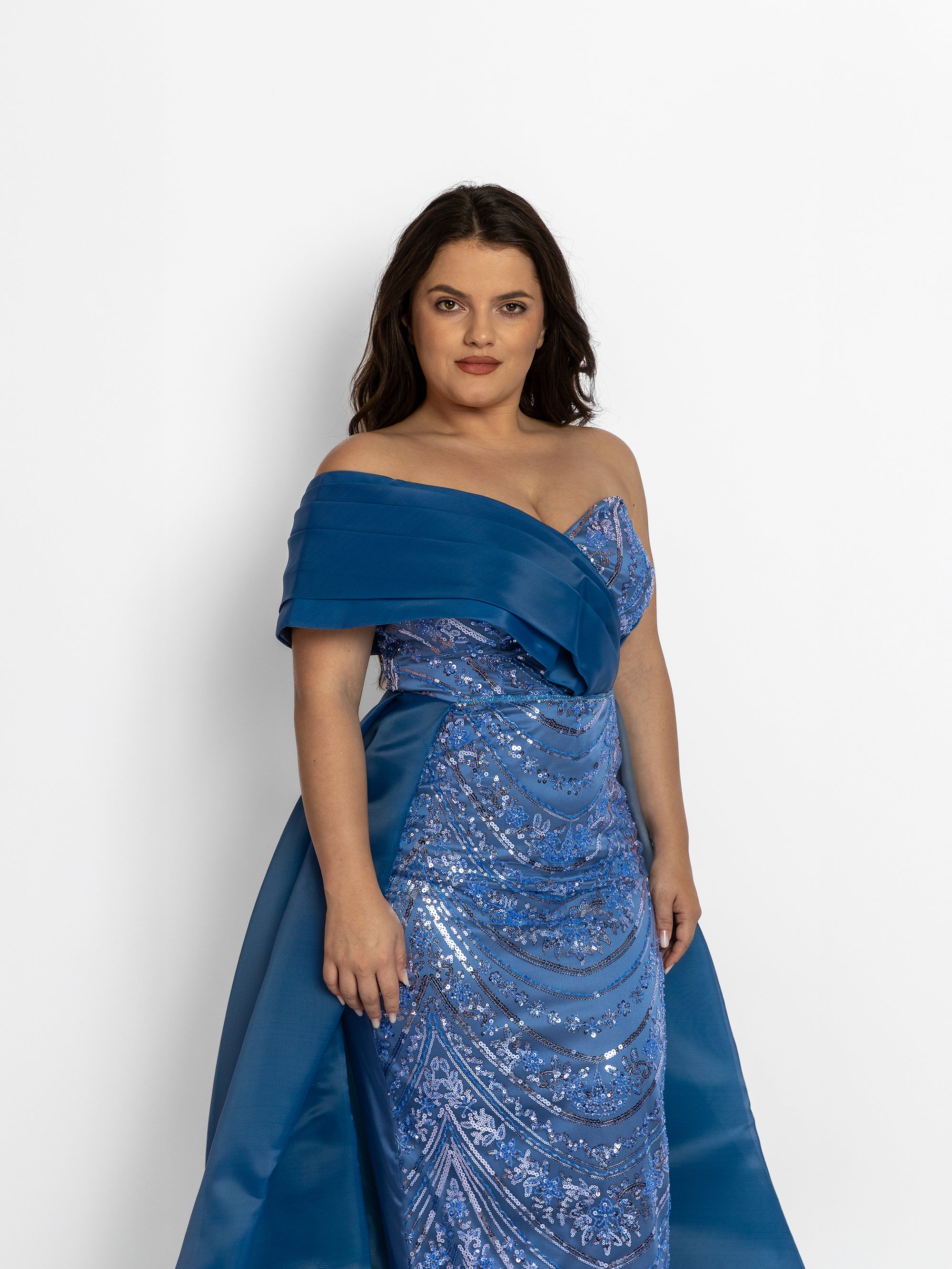 Rochie Lunga "Valentina", Albastru Petrol