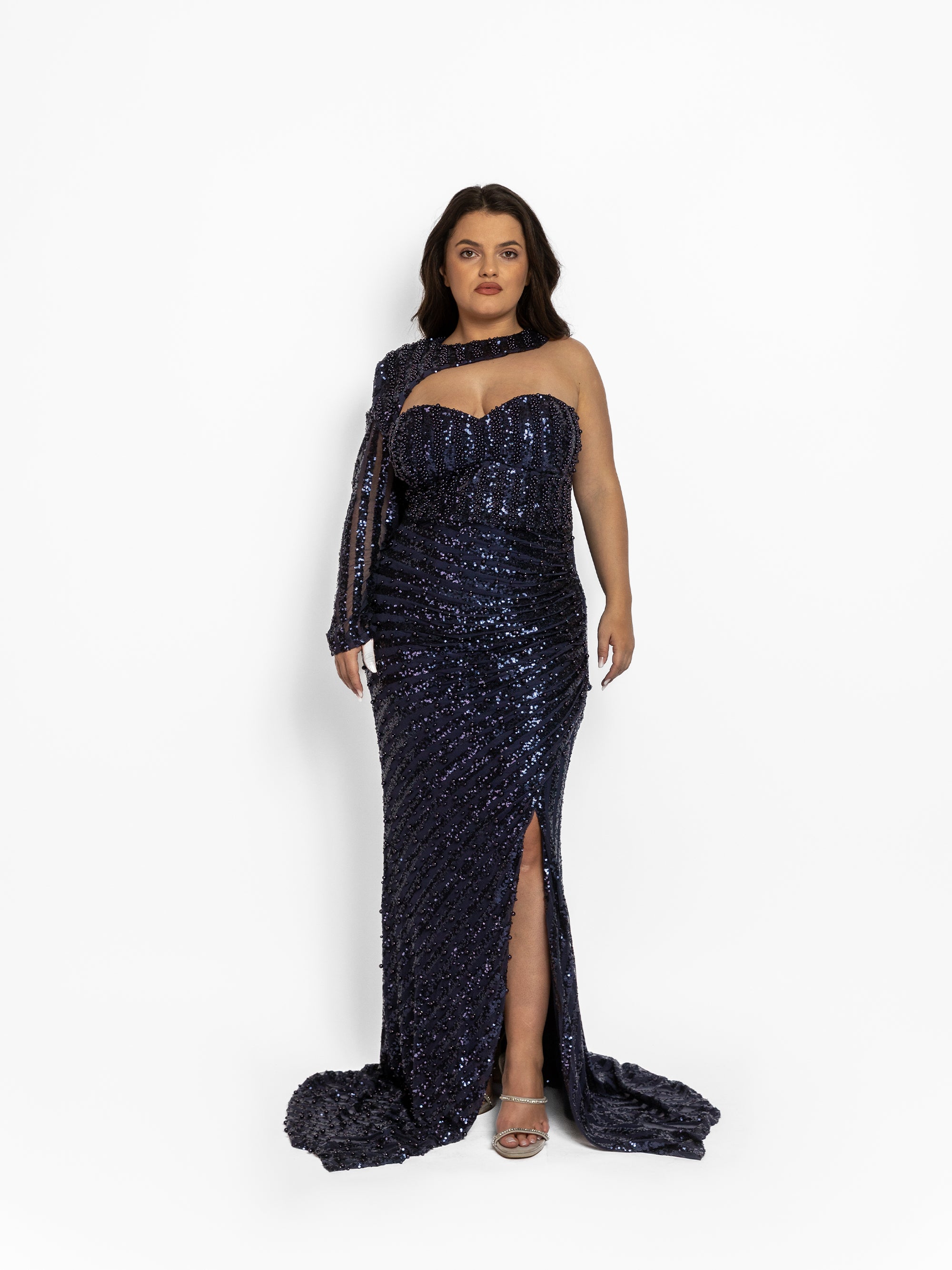 Rochie Lunga "Ingrid", Albastru Inchis