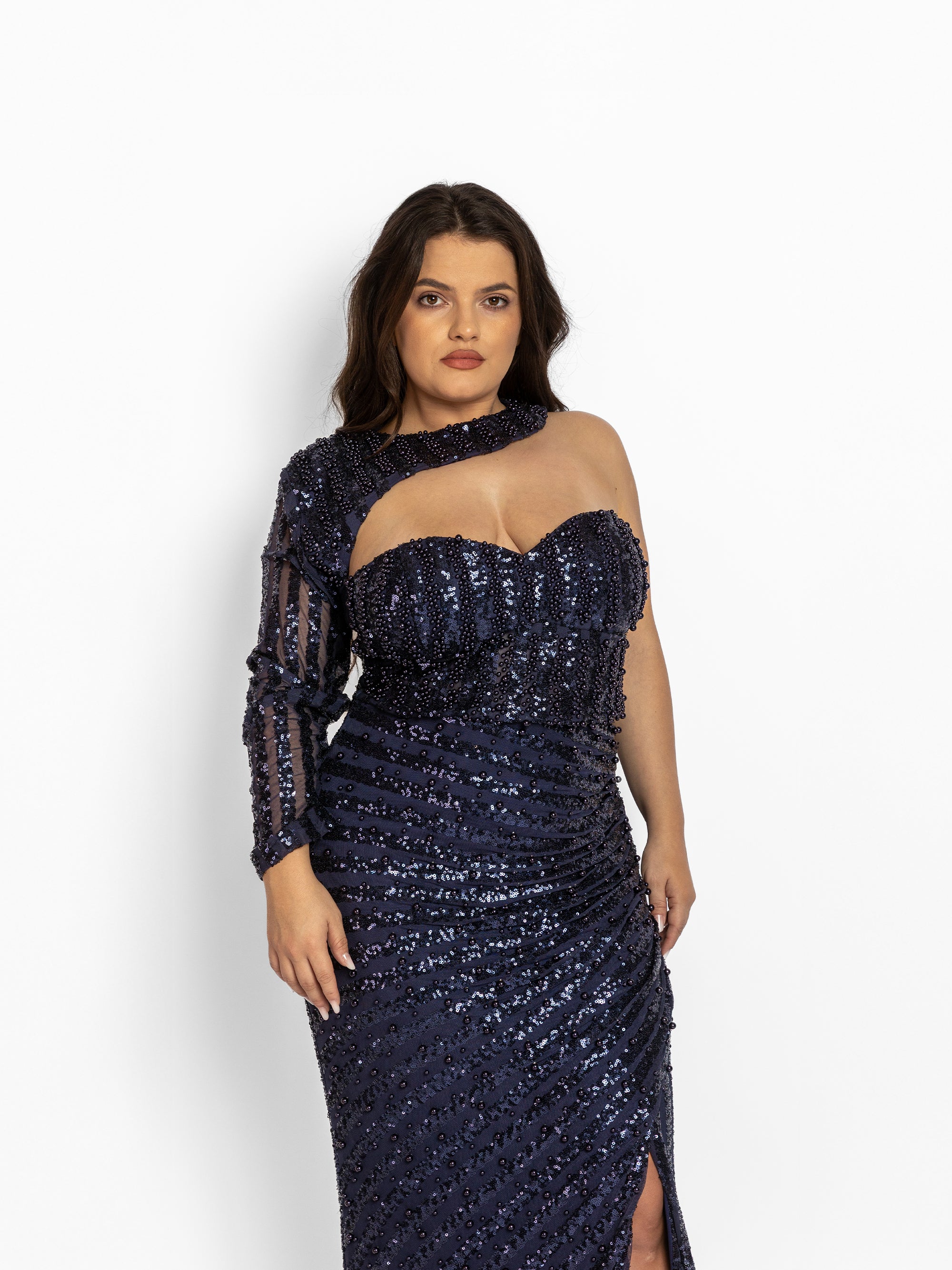 Rochie Lunga "Ingrid", Albastru Inchis