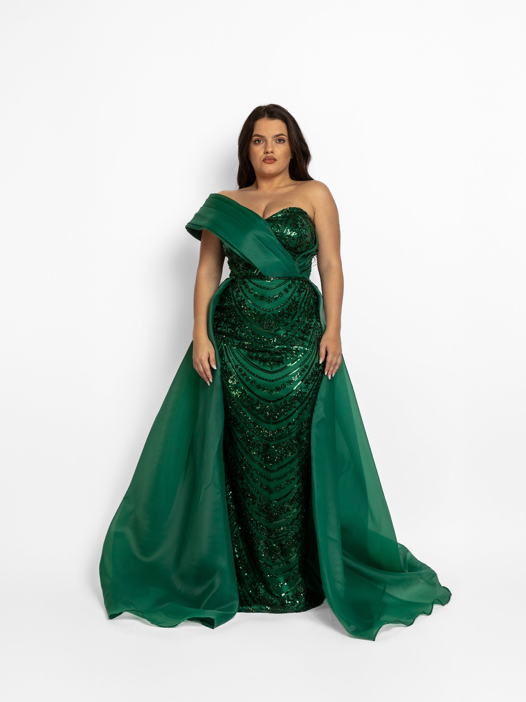 Rochie Lunga cu Trena "Valentina", Verde