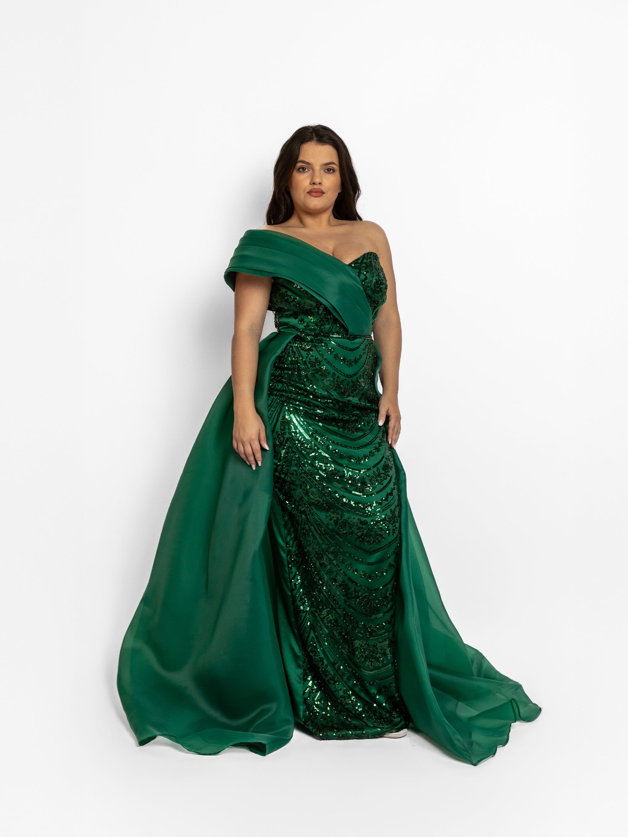 Rochie Lunga cu Trena "Valentina", Verde