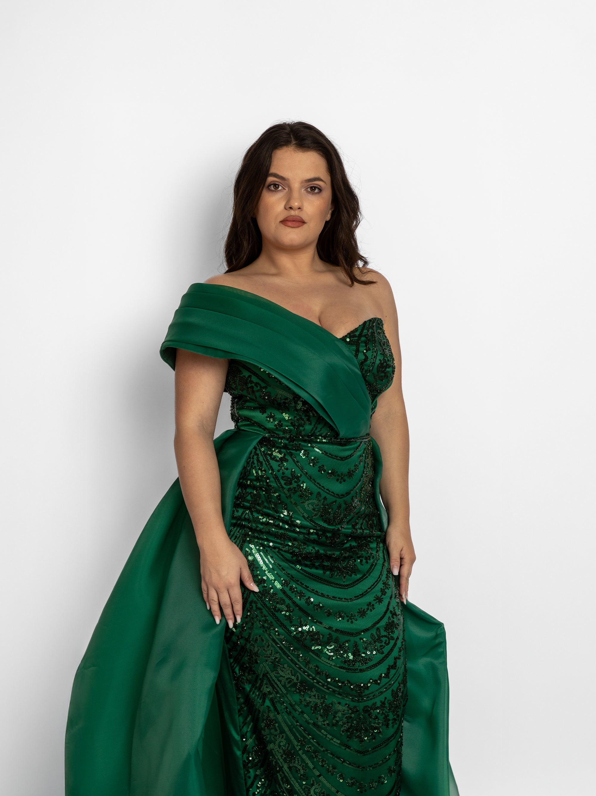 Rochie Lunga cu Trena "Valentina", Verde