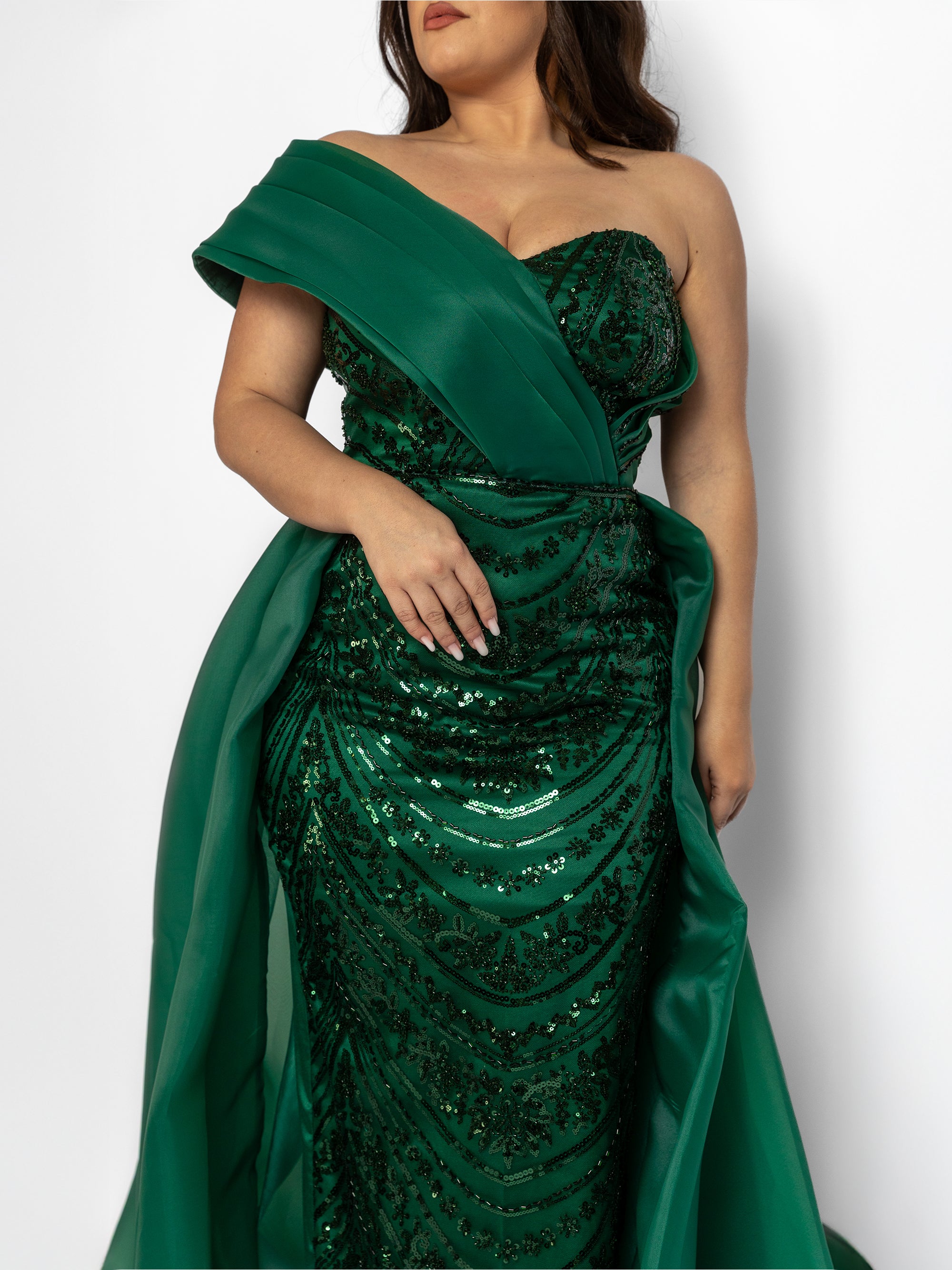 Rochie Lunga cu Trena "Valentina", Verde