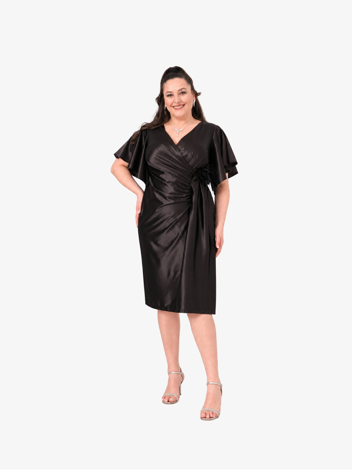 Rochie Midi Plus Size “Noirelle”, Maro Espresso