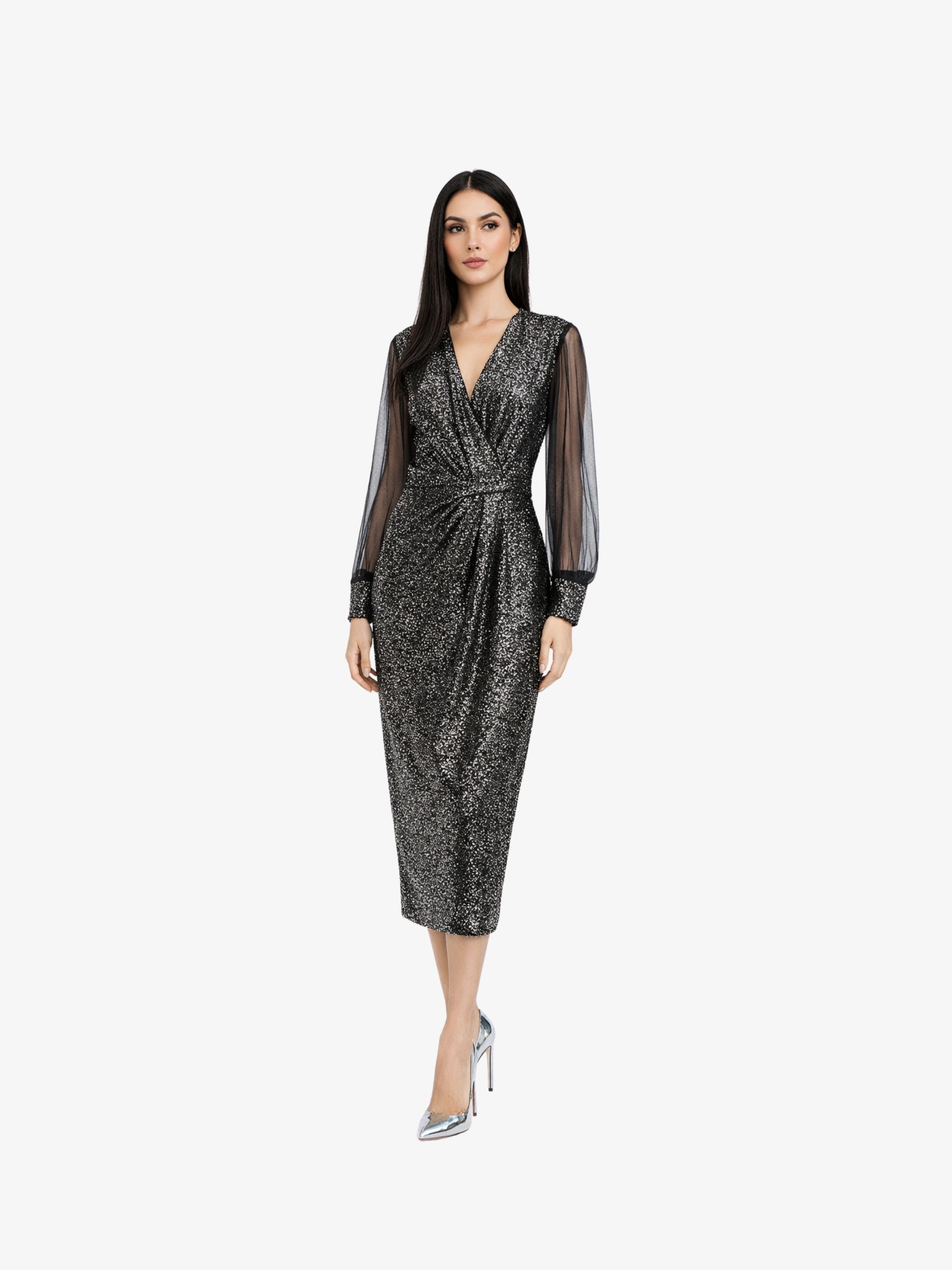 Rochie Midi “Fedora”, Argintiu