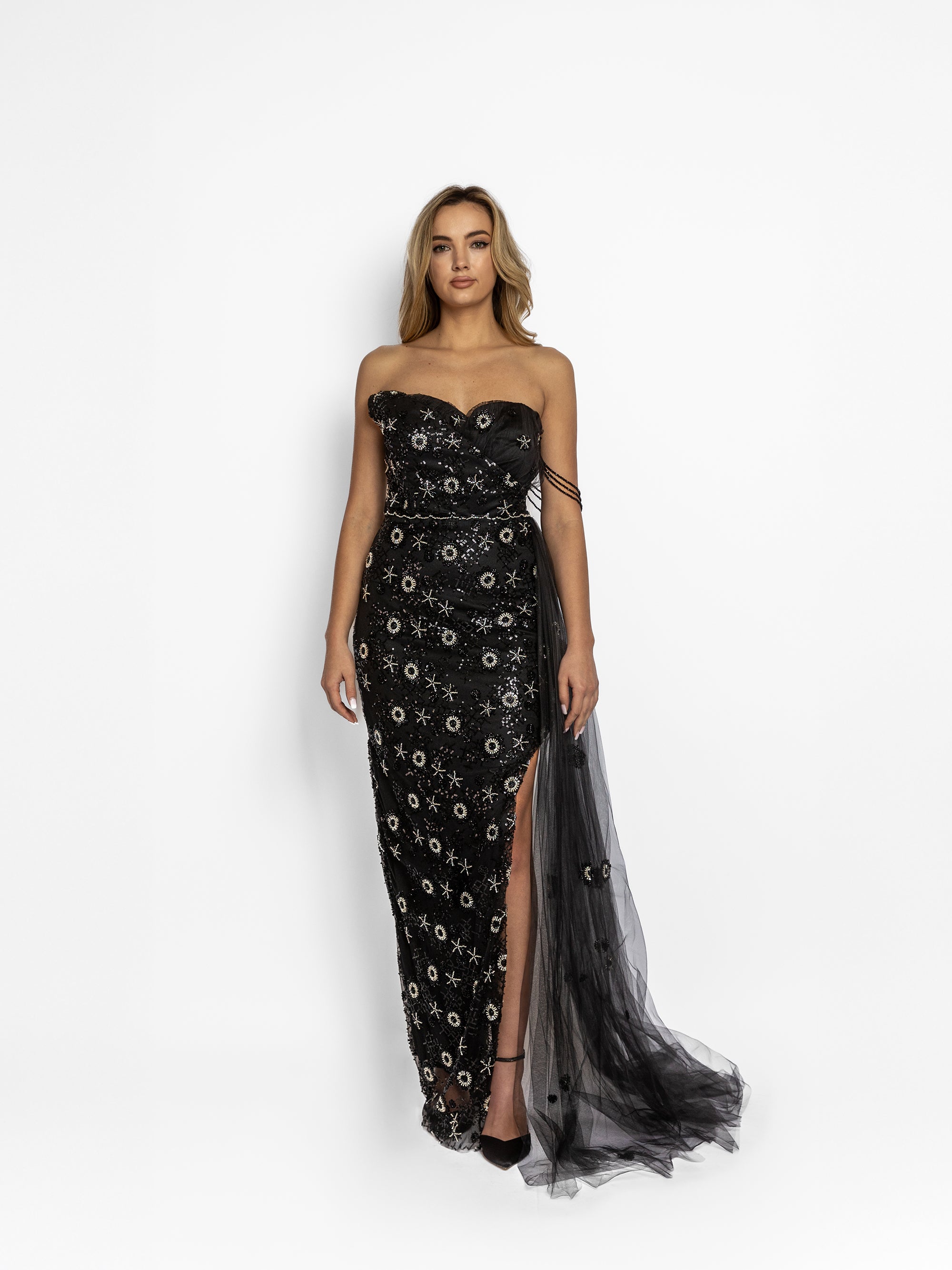 Rochie Lunga din Tafta Moale "Ava", Neagra