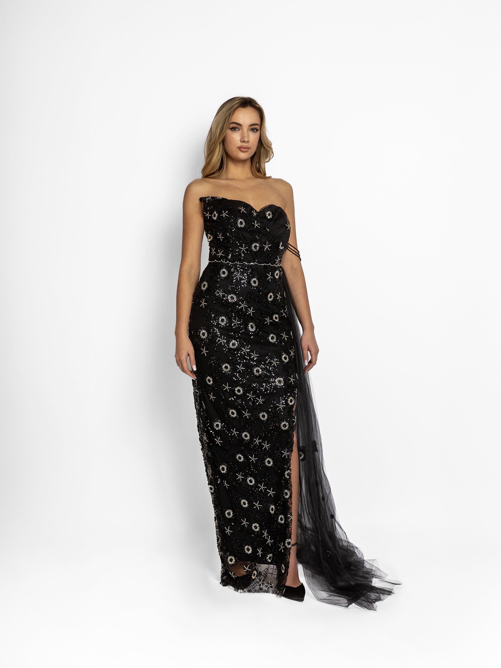 Rochie Lunga din Tafta Moale "Ava", Neagra