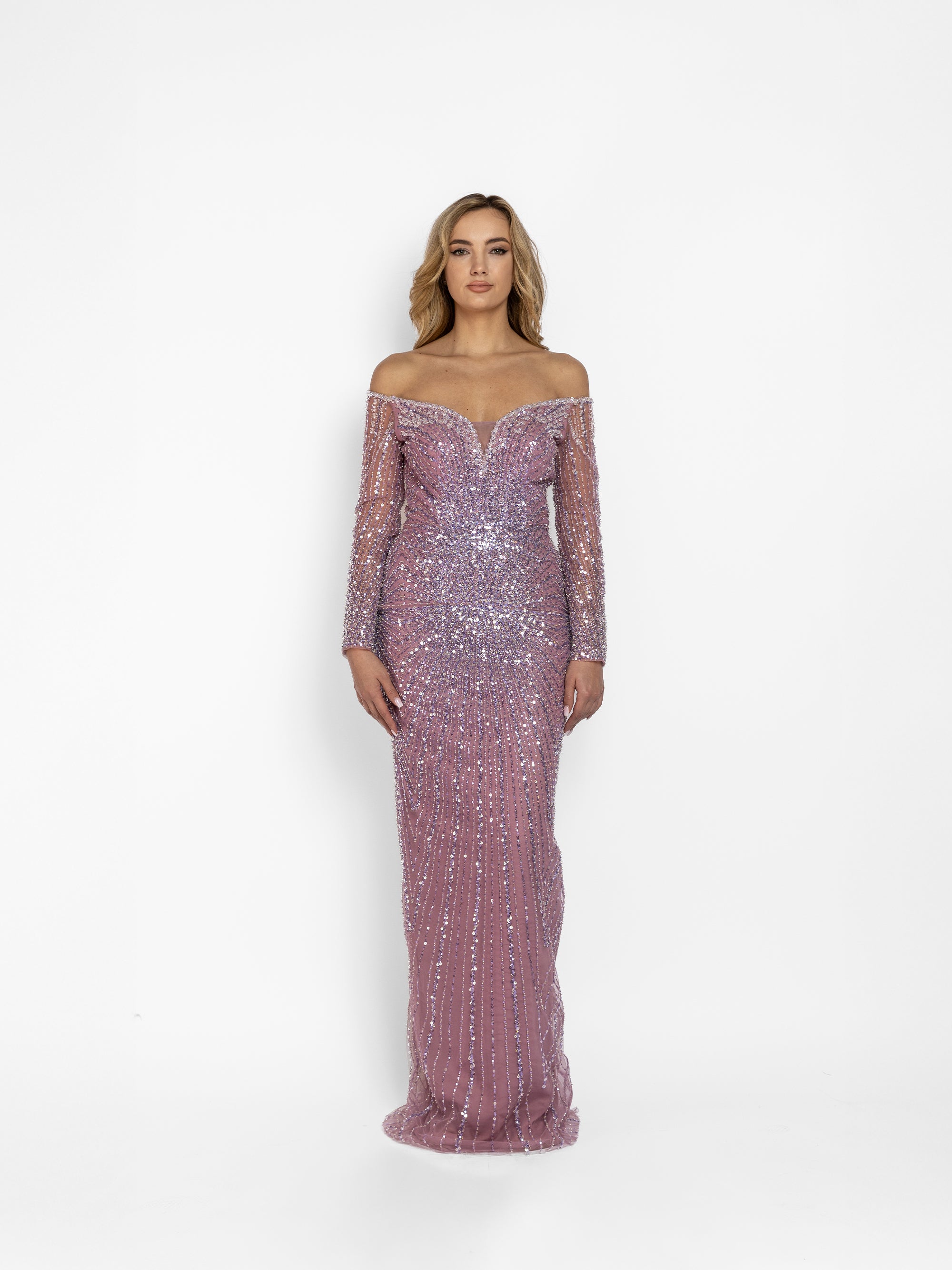 Rochie Lunga "Christal" Lila Trena Detasabila