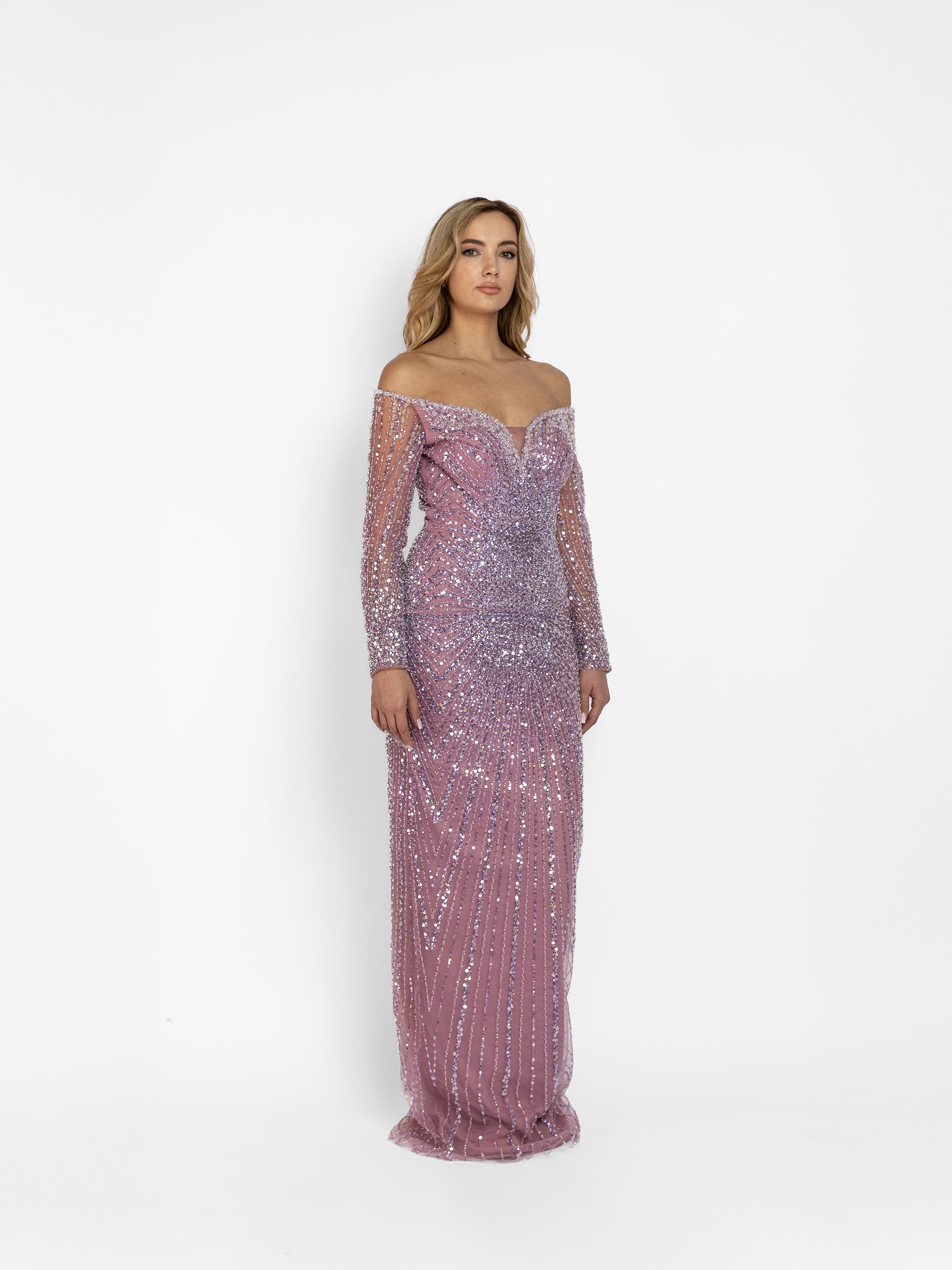 Rochie Lunga "Christal" Lila Trena Detasabila