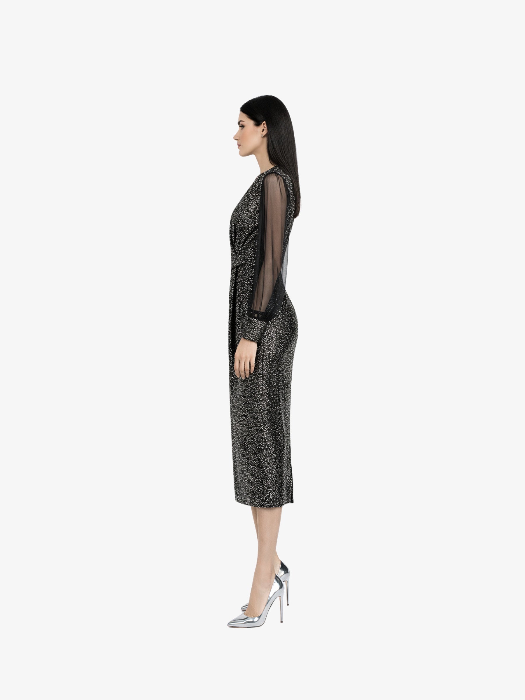 Rochie Midi “Fedora”, Argintiu