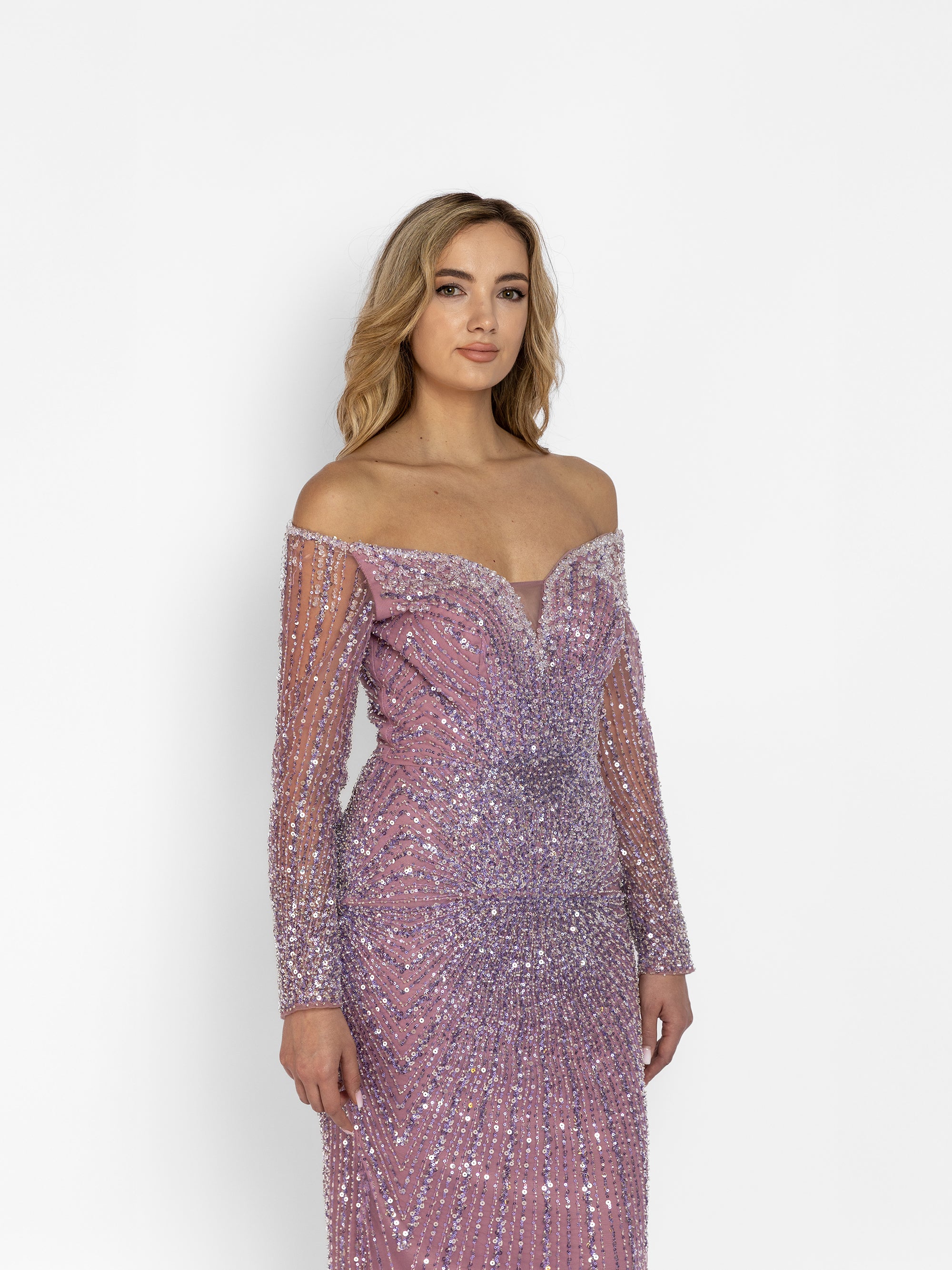 Rochie Lunga "Christal" Lila Trena Detasabila