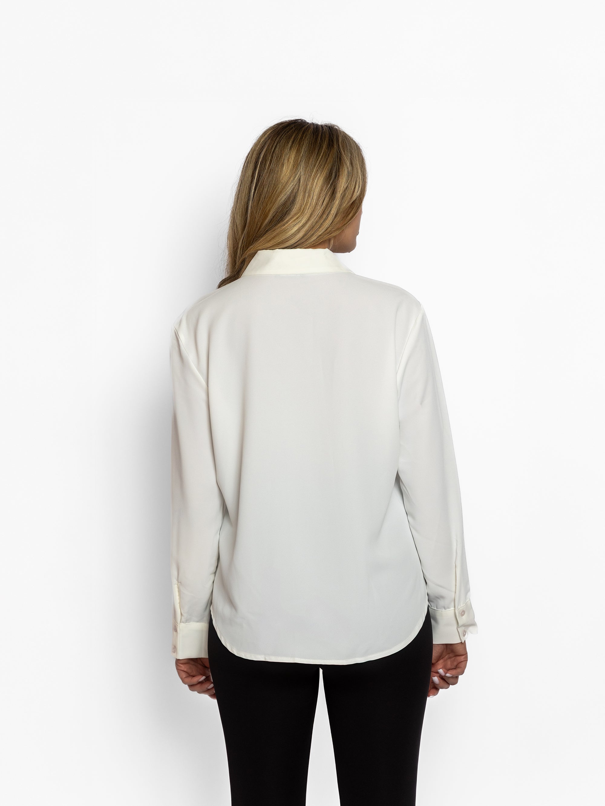 Camașă cu decolteu in V din Bumbac si Paiete "Elly", Alba