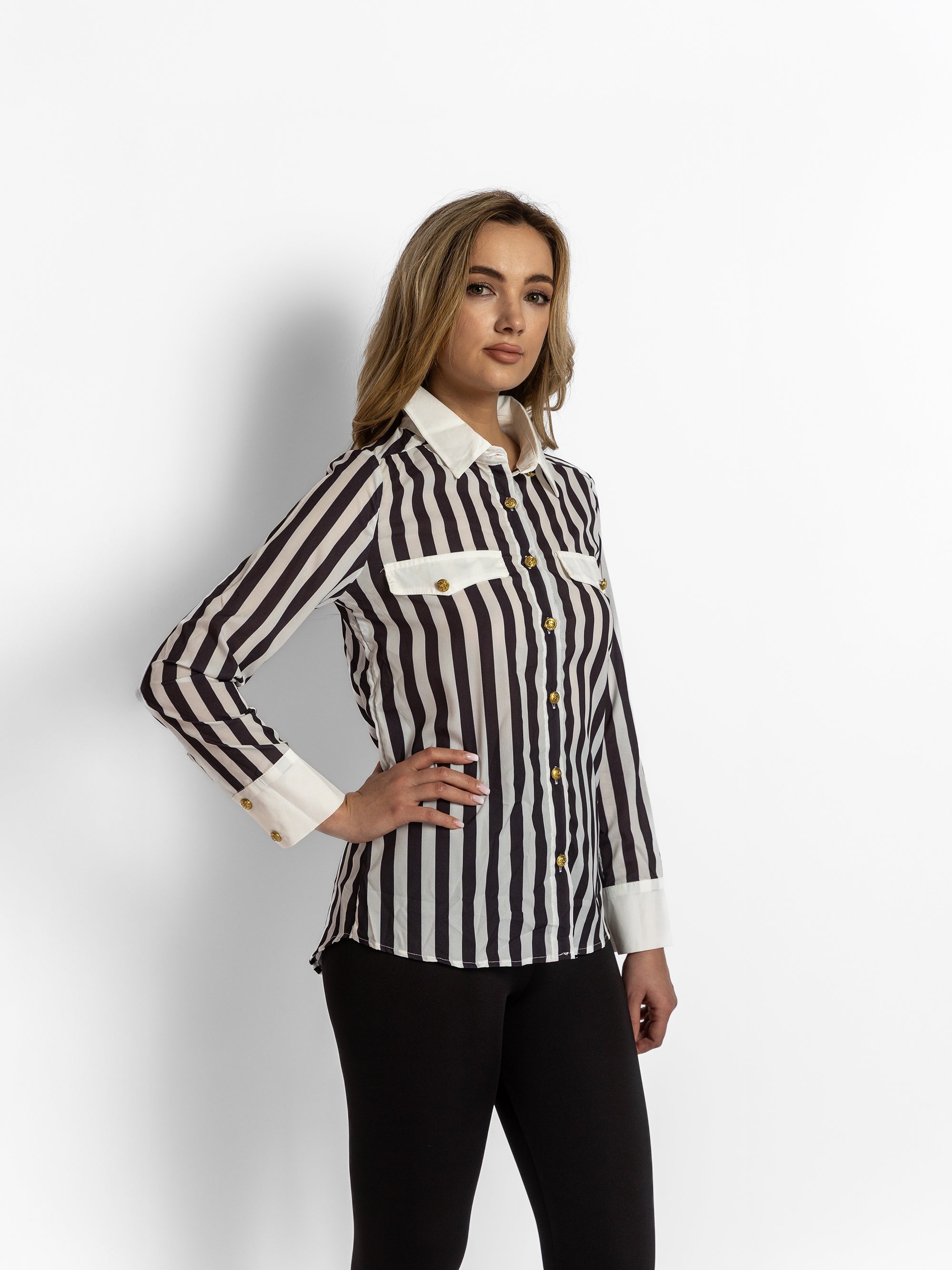 Camasa din Bumbac "Liana", Alb si Negru