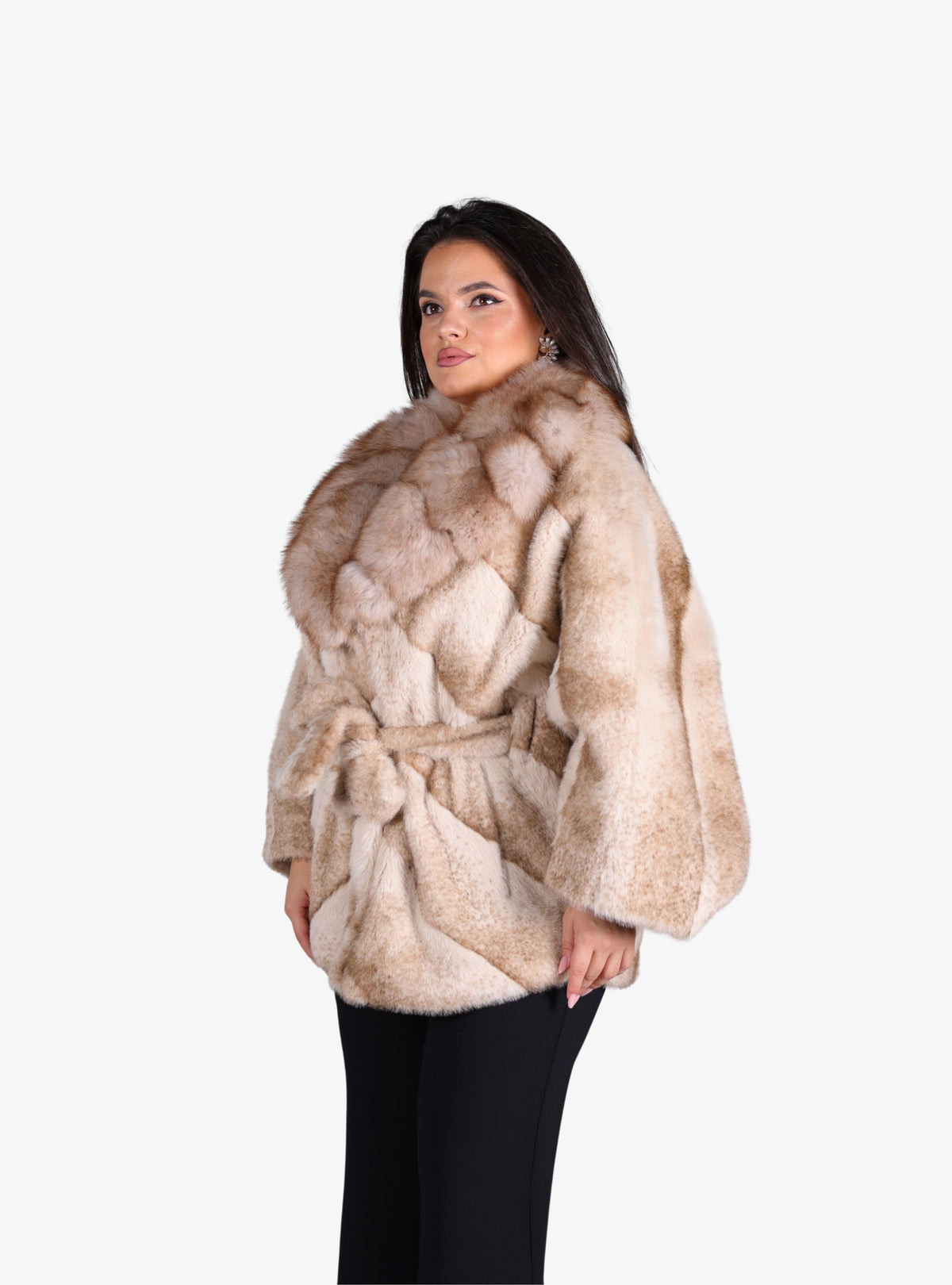 Haina De Blana Naturala de Vulpe Polara, Sand Beige