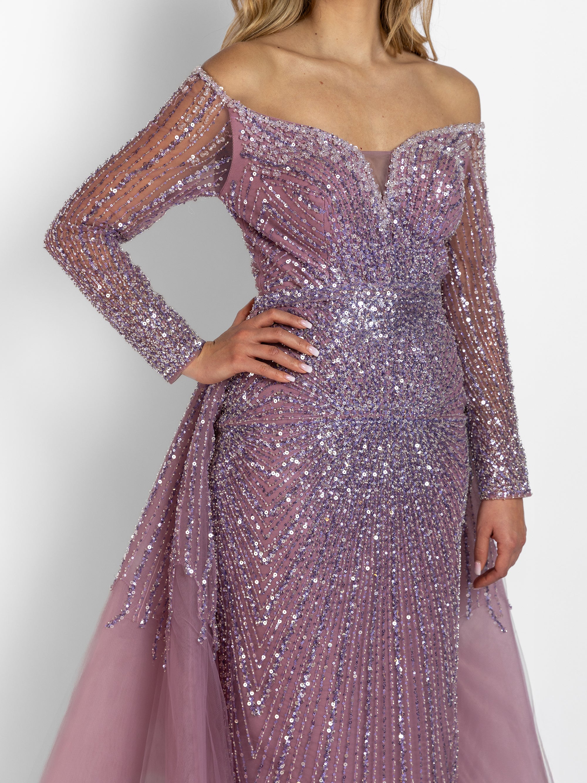 Rochie Lunga "Christal" Lila Trena Detasabila