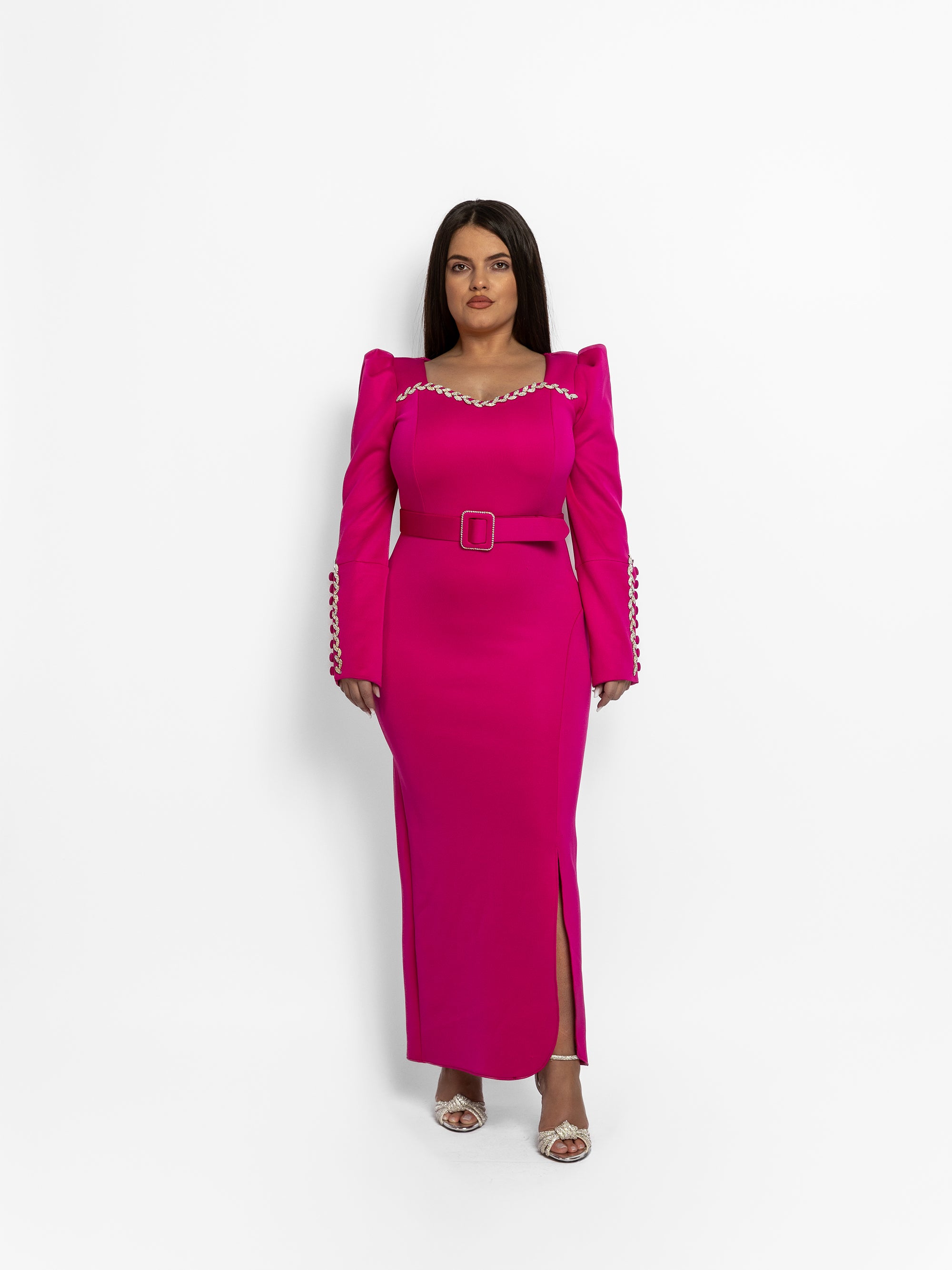 Rochie Lunga din Tafta "Bella", Roz