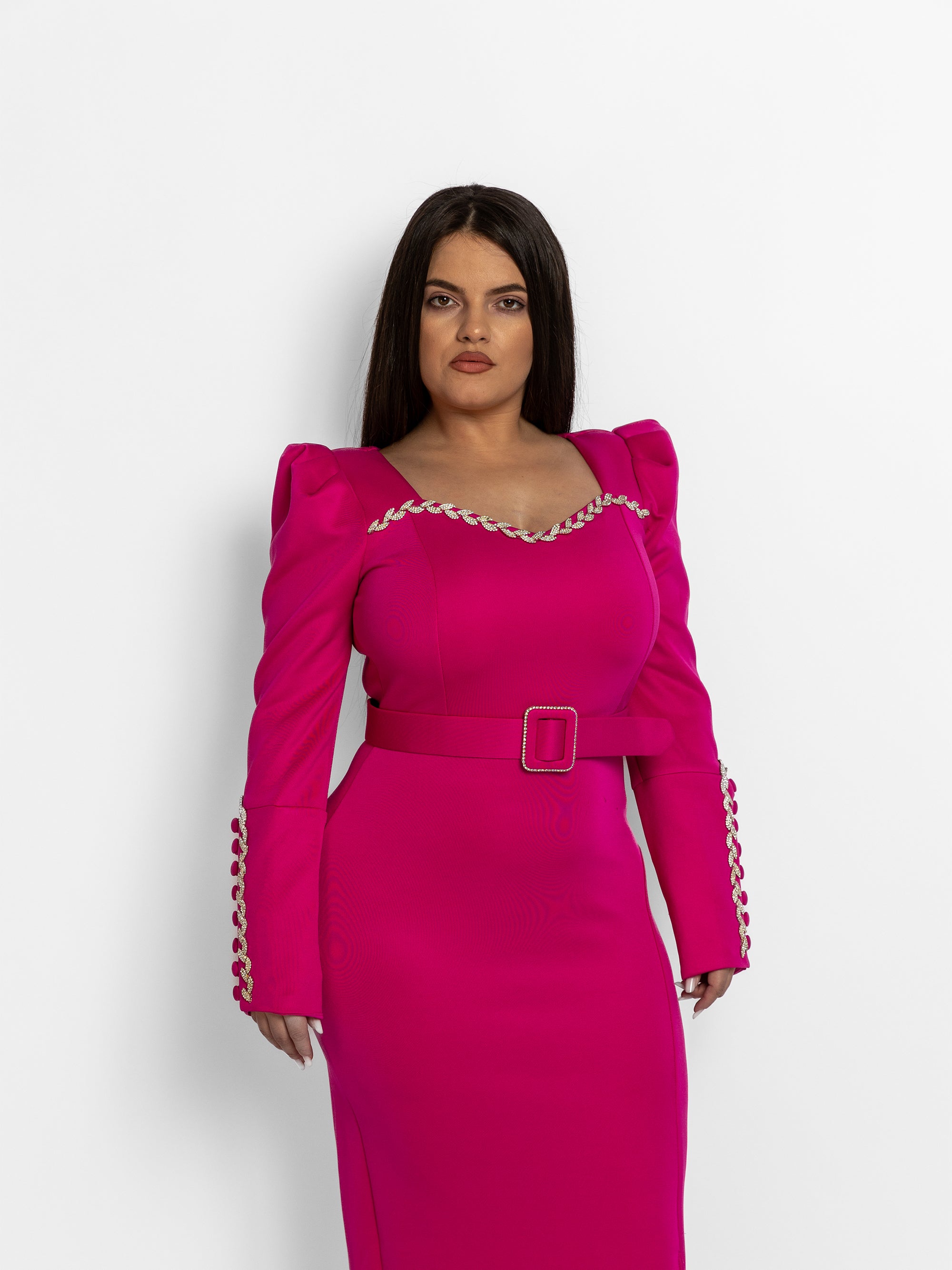 Rochie Lunga din Tafta "Bella", Roz