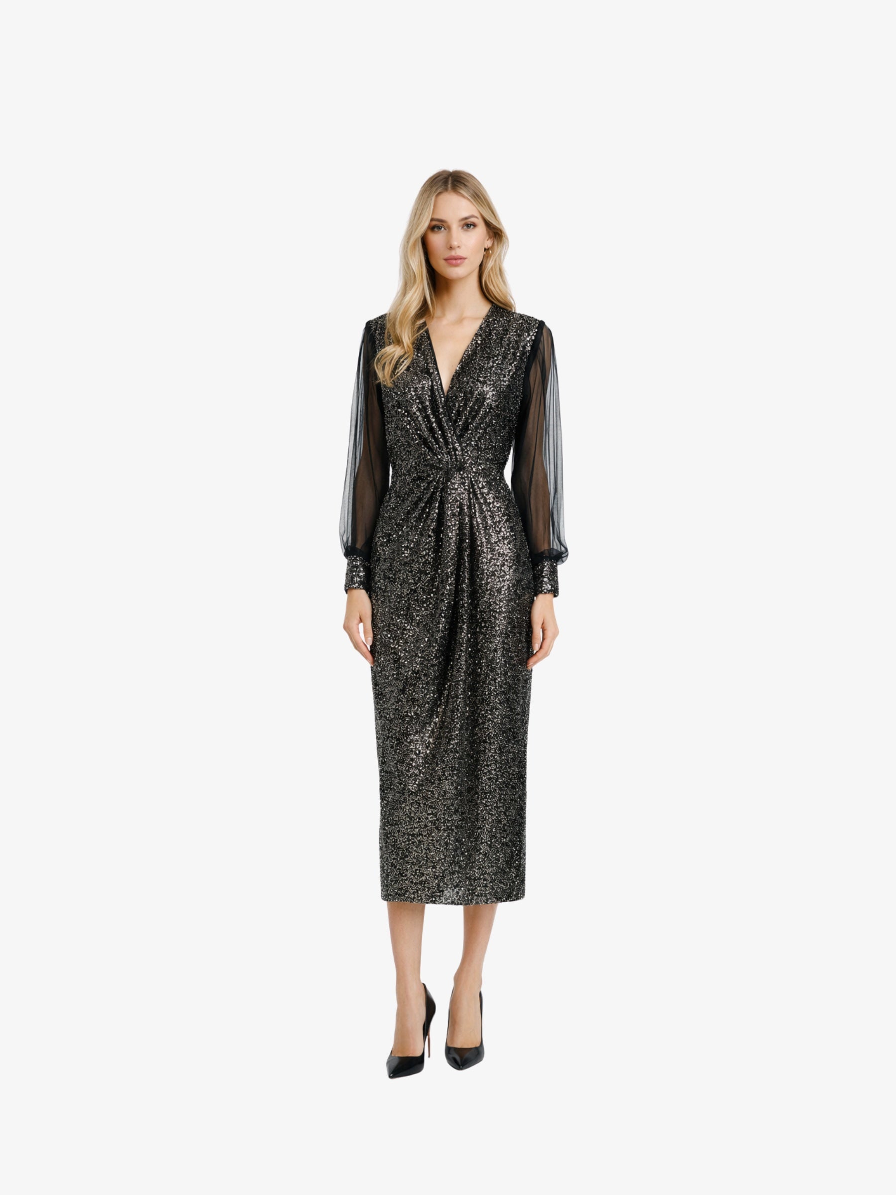 Rochie Midi “Fedora”, Auriu