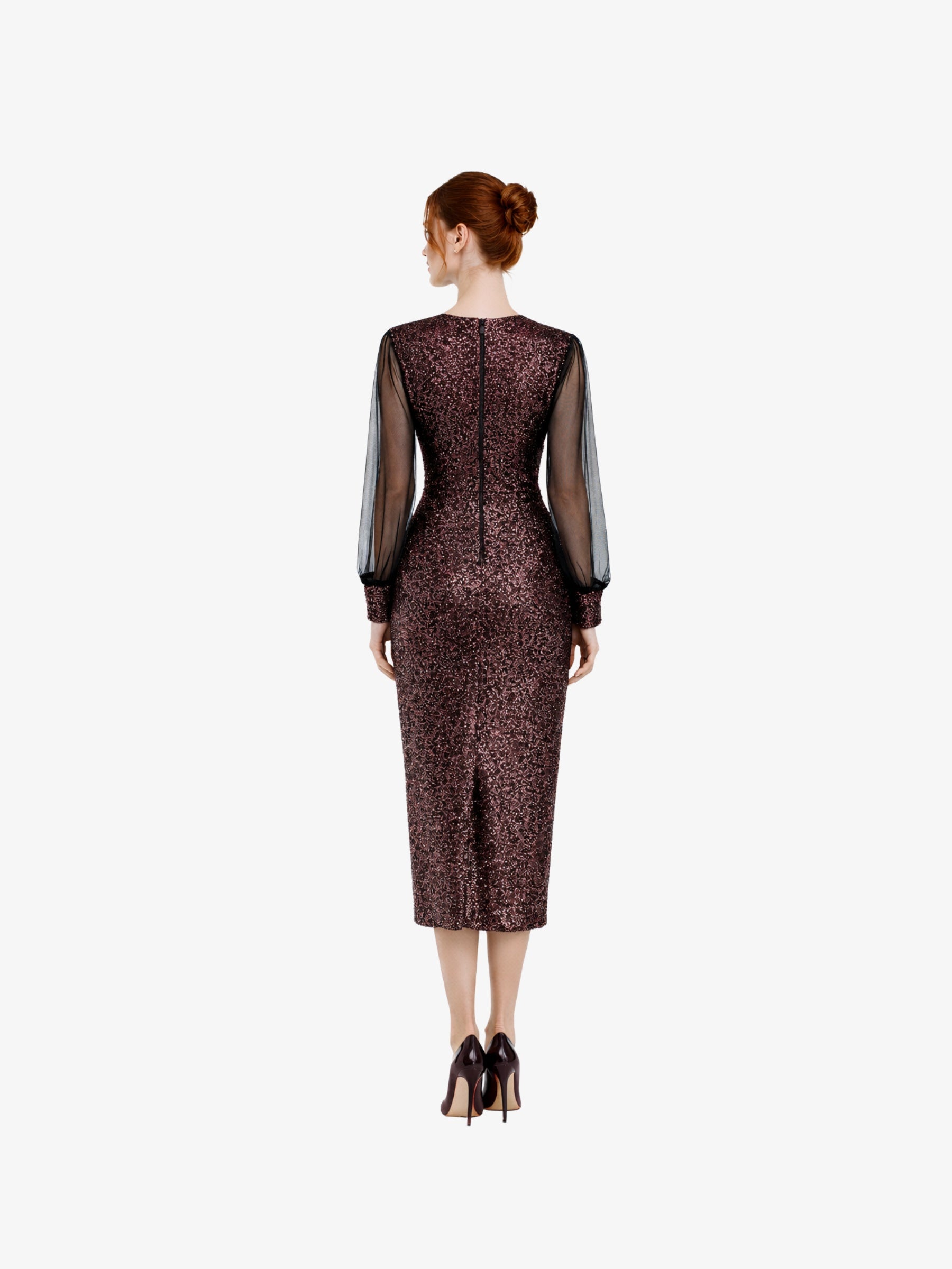 Rochie Midi “Fedora”, Burgundi