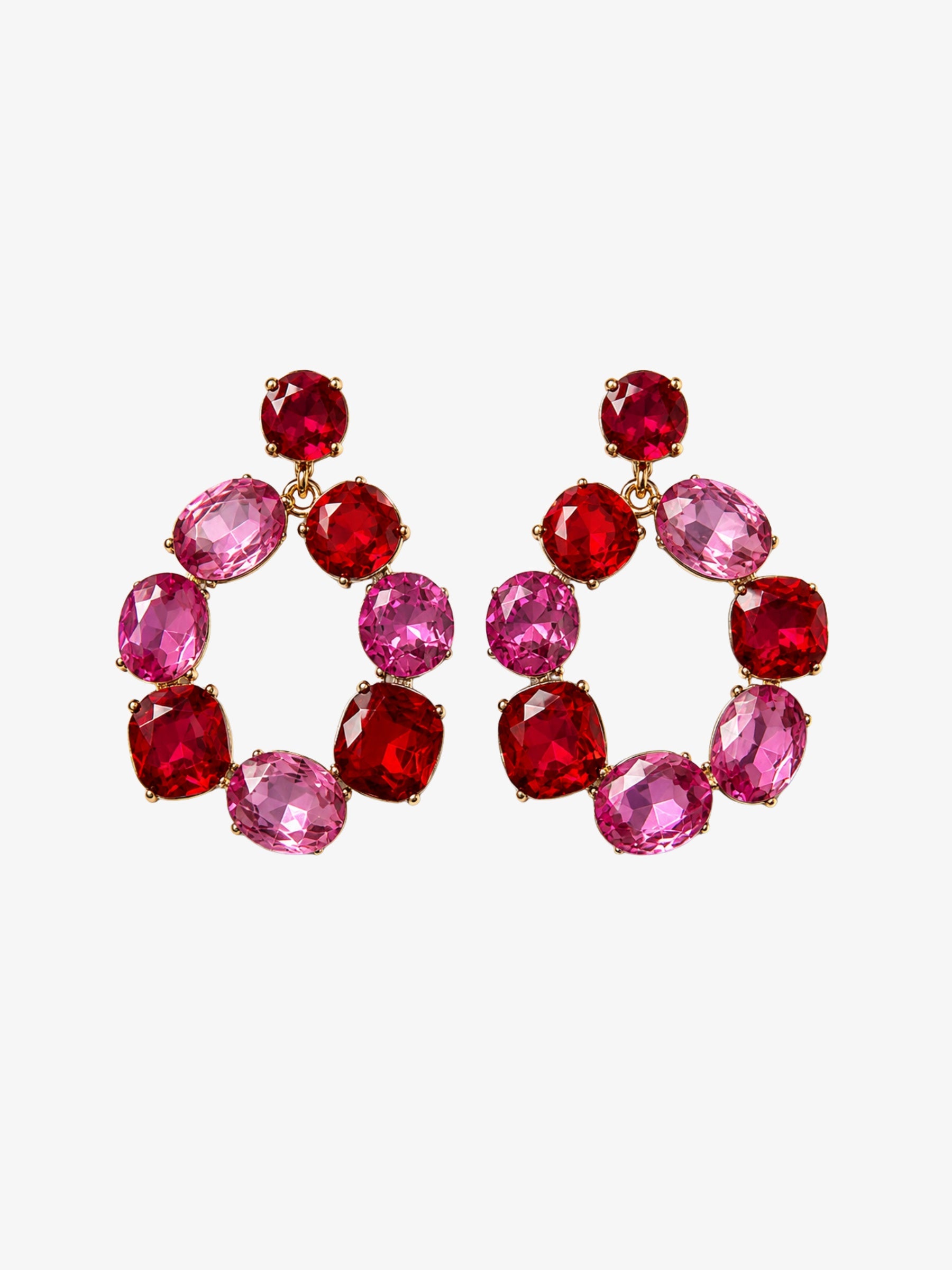 Cercei Luxury “Ruby Regal”, cu Cristale Rosii