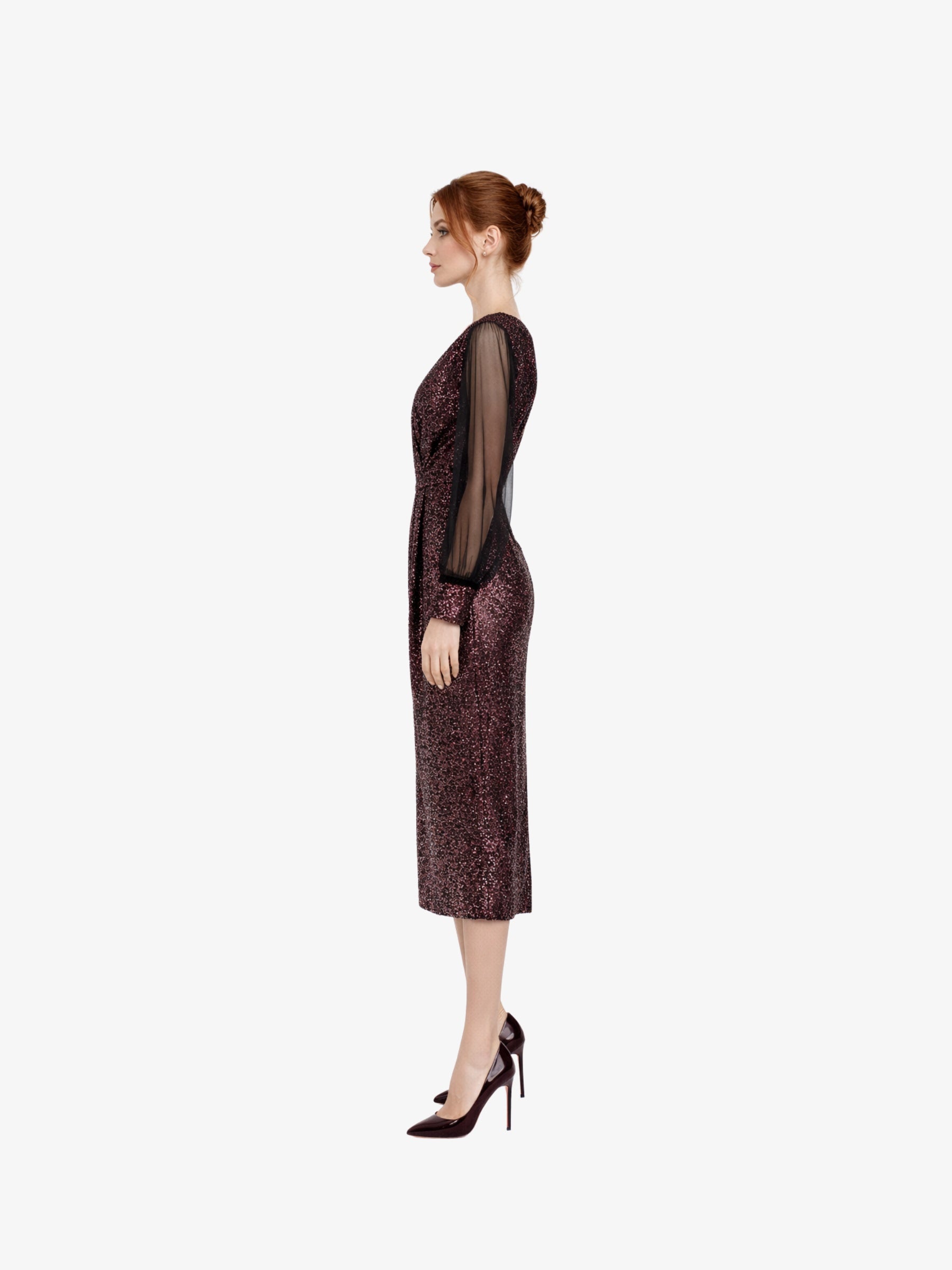 Rochie Midi “Fedora”, Burgundi