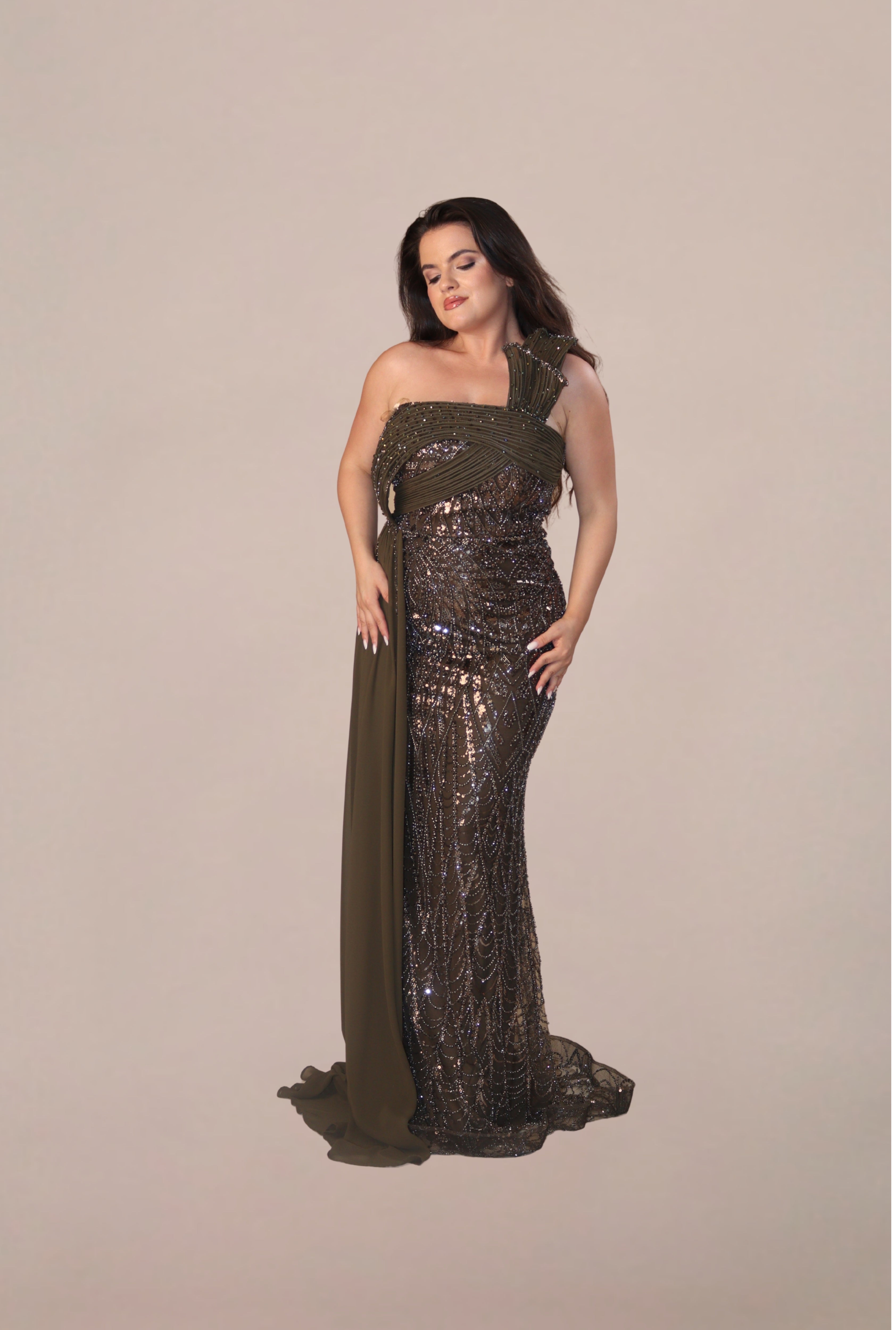 Rochie Luxury “Farya”, Verde Oliv Inchis