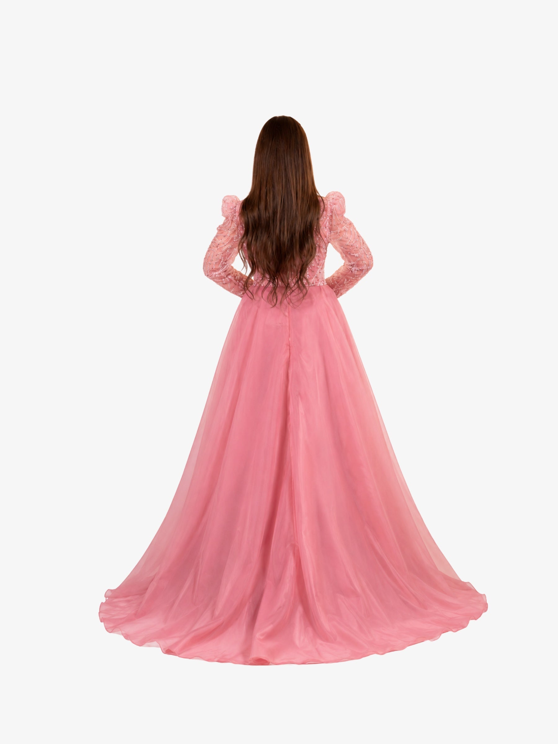 Rochie Lunga cu Trena "Jade", Roz