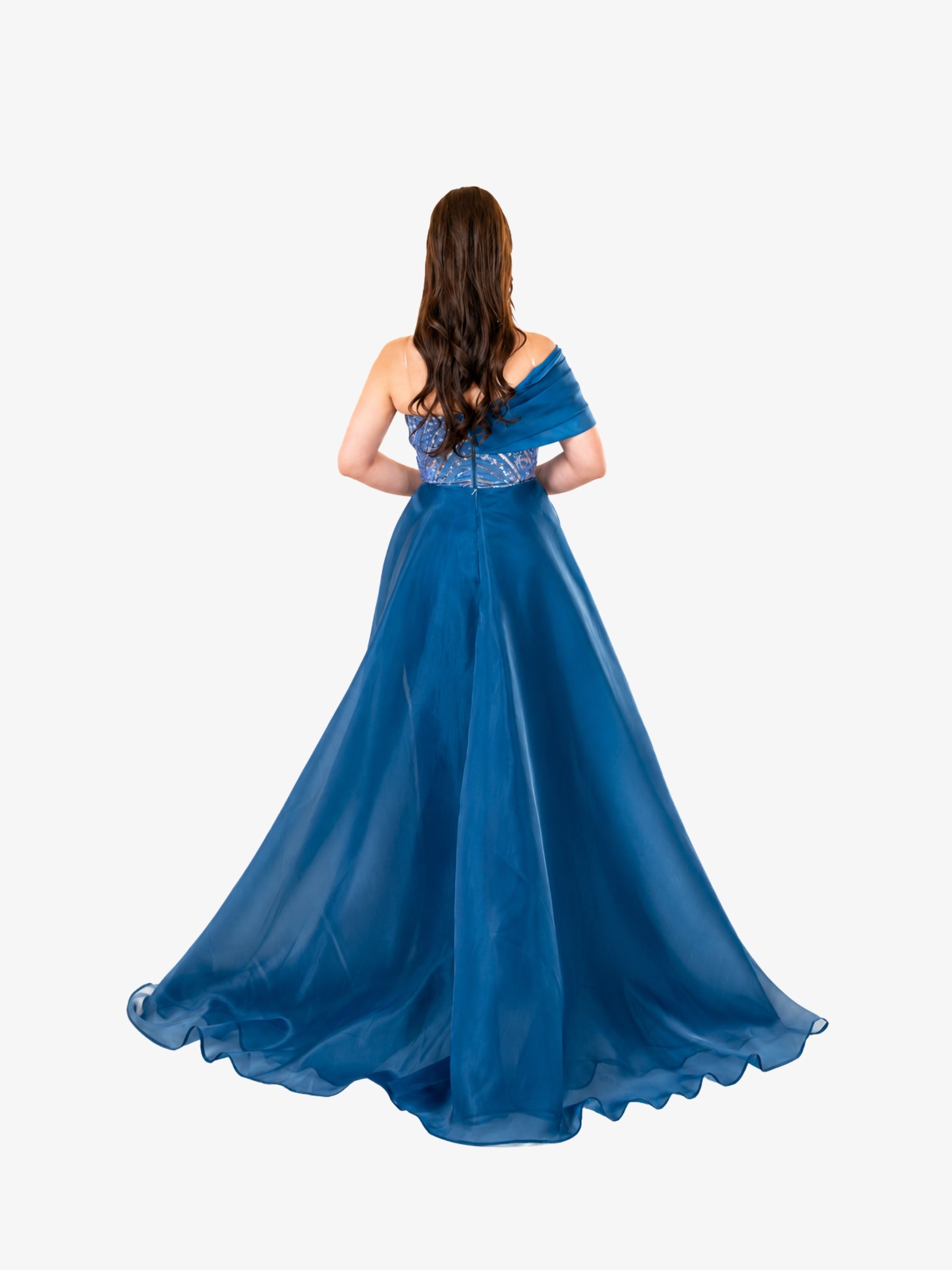 Rochie Lunga "Valentina", Albastru Petrol