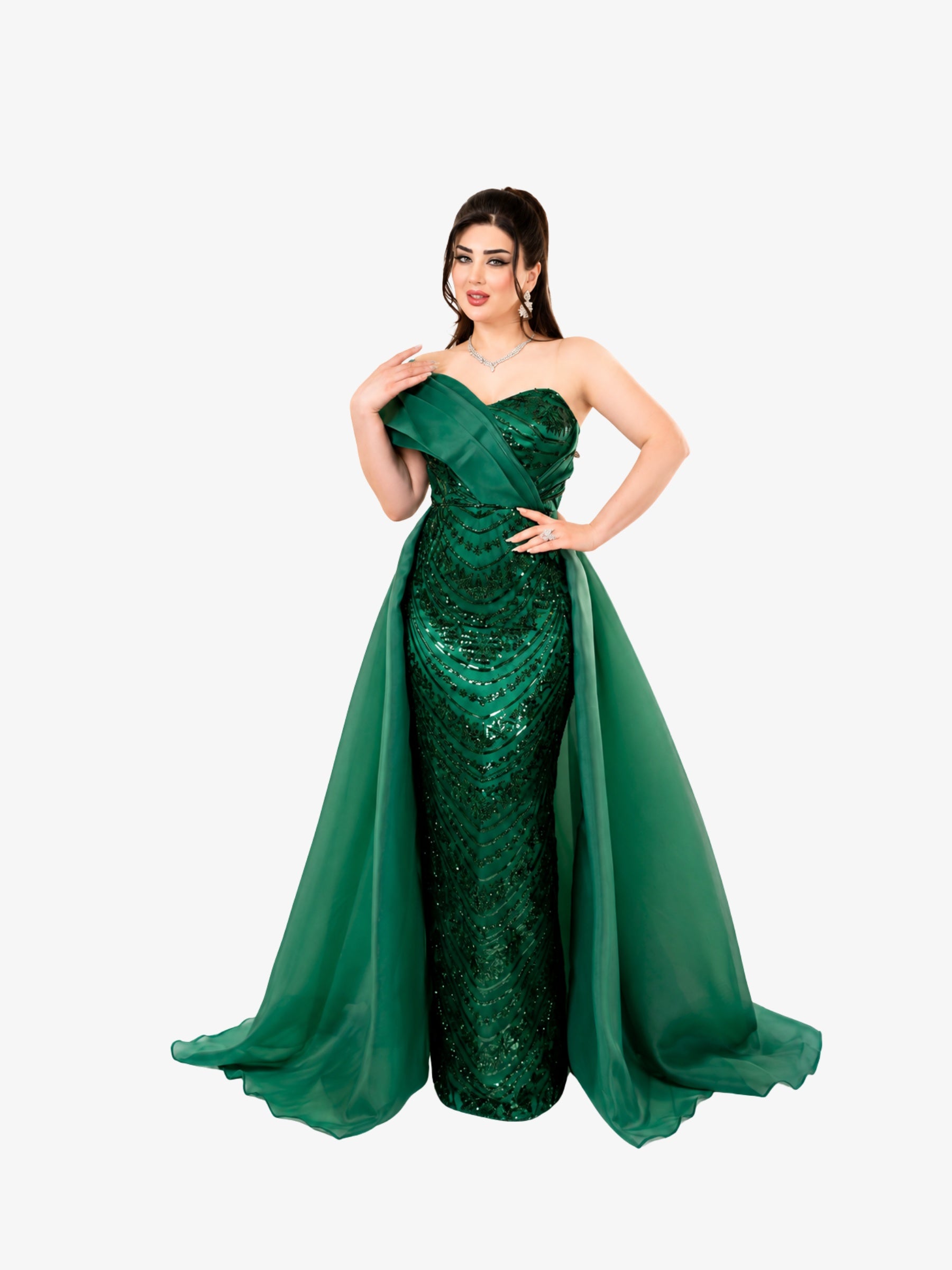 Rochie Lunga cu Trena "Valentina", Verde