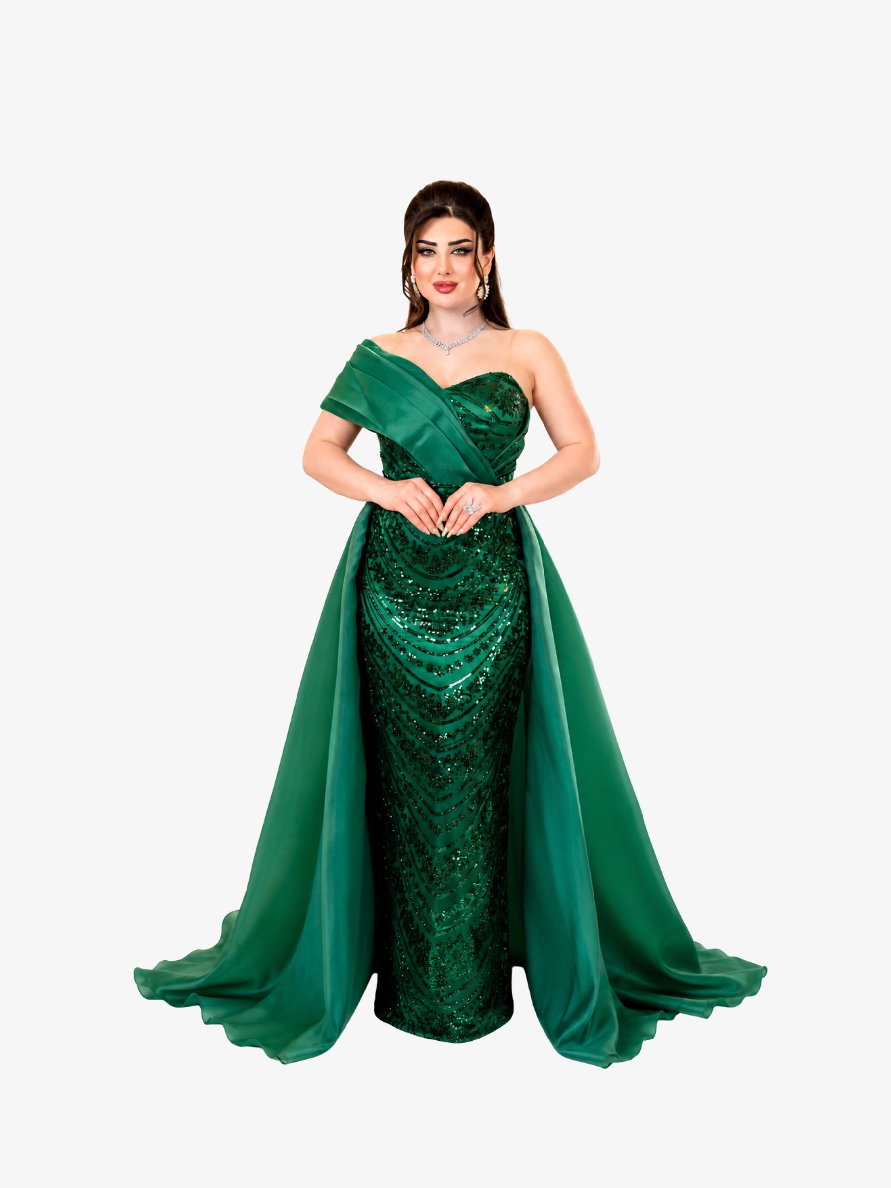 Rochie Lunga cu Trena "Valentina", Verde