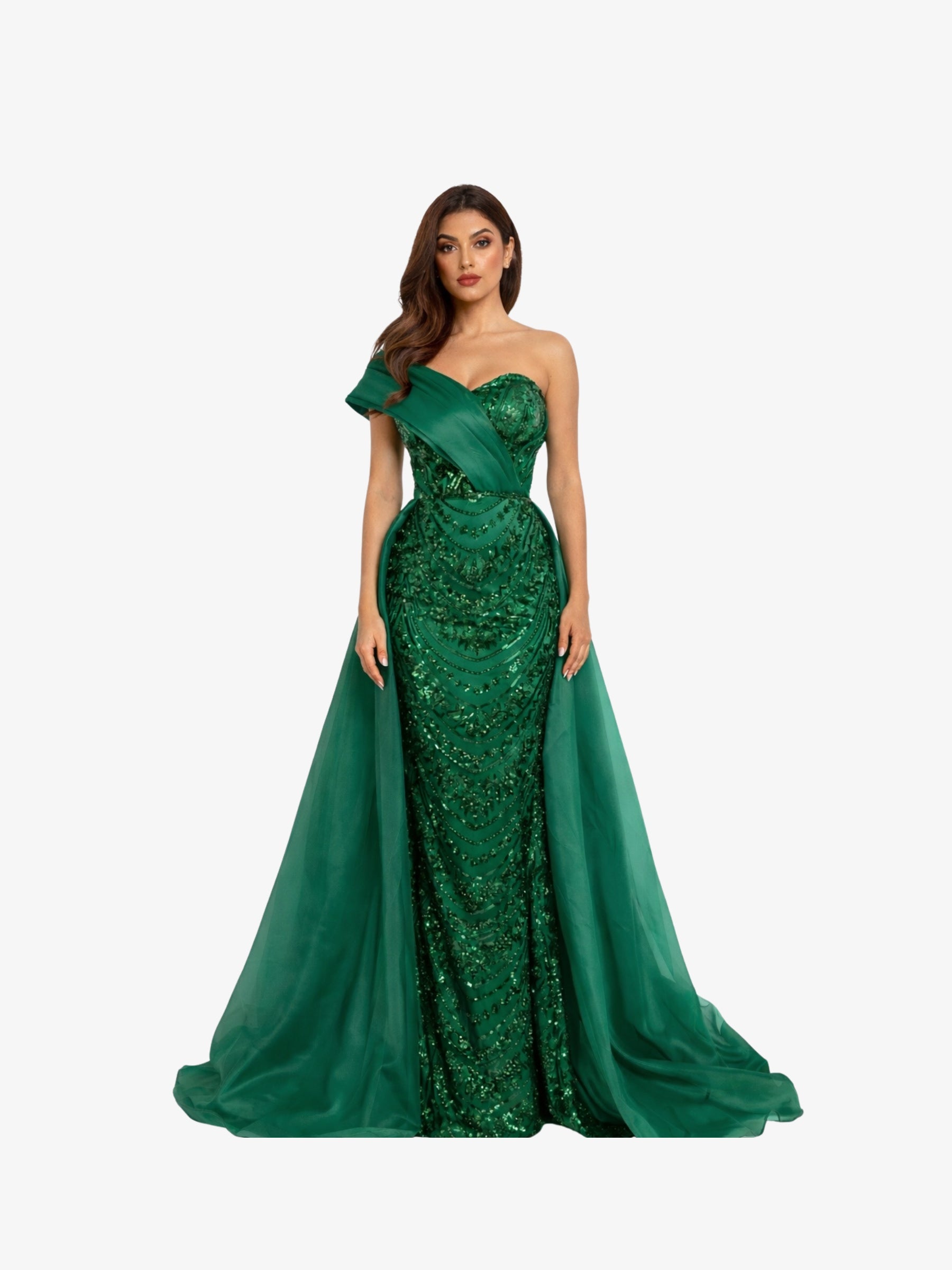 Rochie Lunga cu Trena "Valentina", Verde