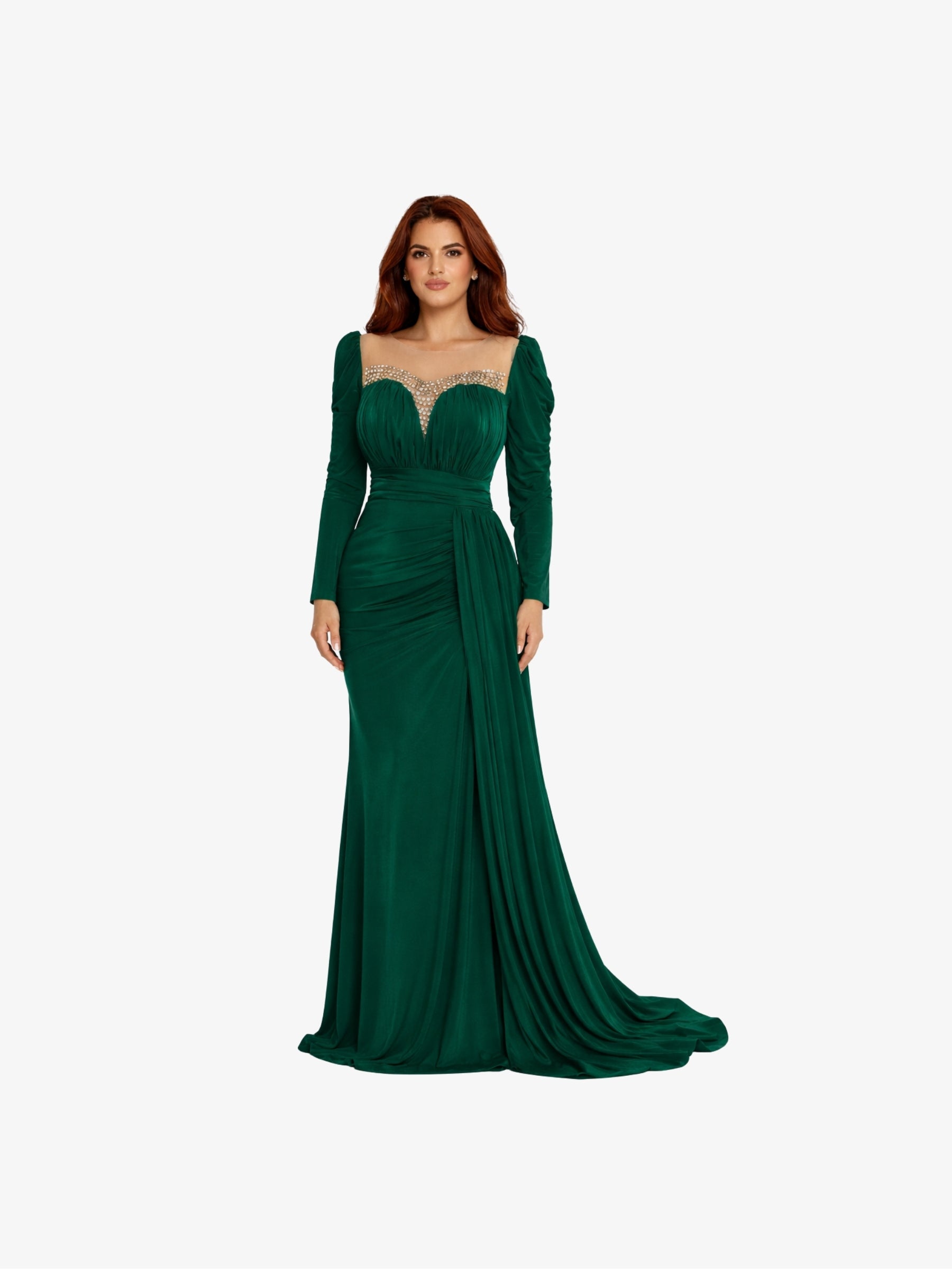 Rochie Lunga cu Trena "Ayda", Verde