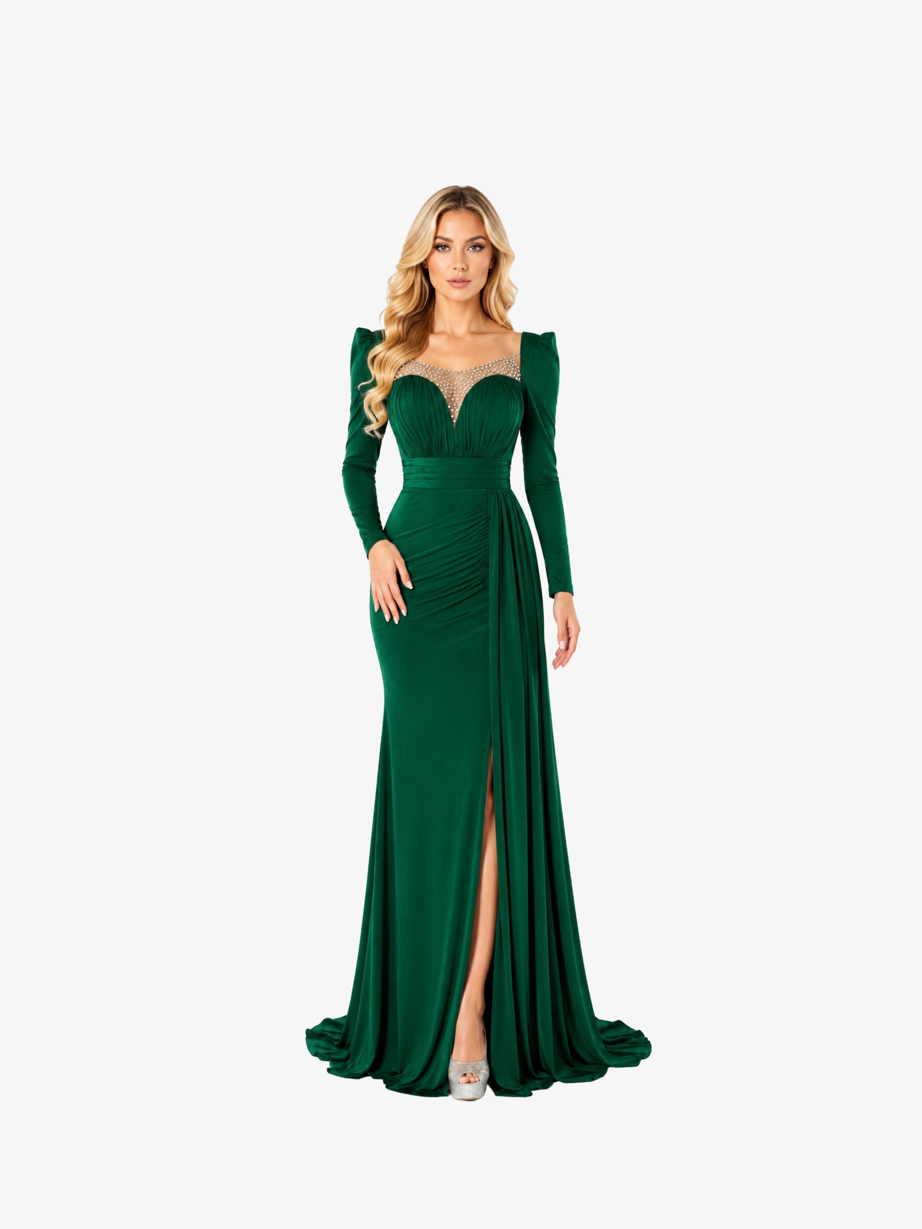 Rochie Lunga cu Trena "Ayda", Verde