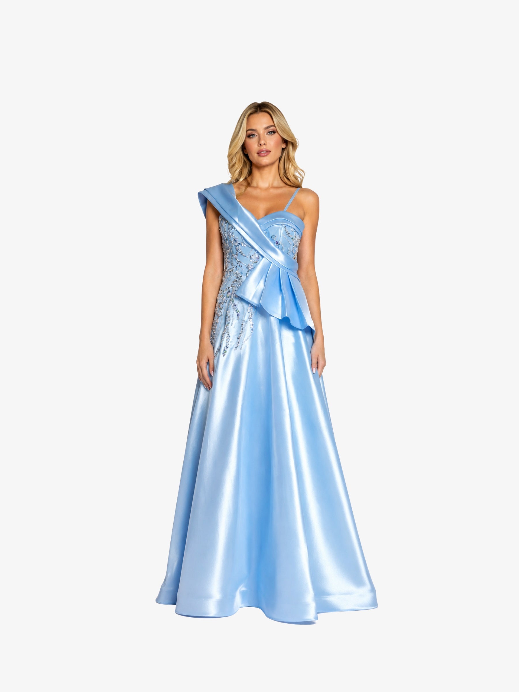 Rochie Lunga cu Corset "Linda", Albastra